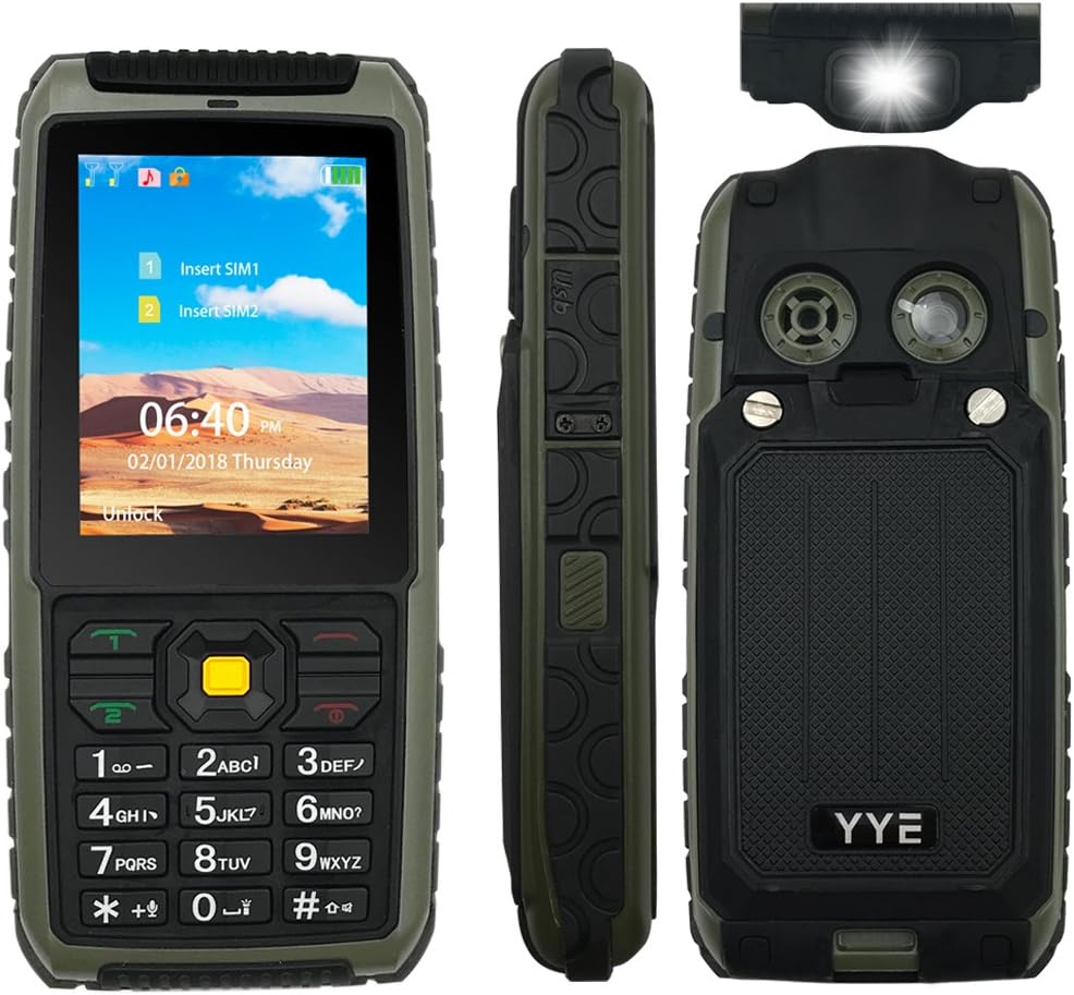 Rugged GSM Cell Phone, Unlocked Cell Phone Power Bank Tough Mobile Phone Features Phone with Large Capacity Battery/waterproof Loudspeaker/High Flashlight - Green