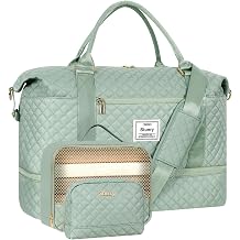 Stuery Weekender Bags for Women with Toiletry Bags Large Overnight Bags Travel Duffel Bag Carry On Shoulder Weekend Tote with Shoe Compartment and Wet Pocket for Girls Airplane Traveling,Light Green