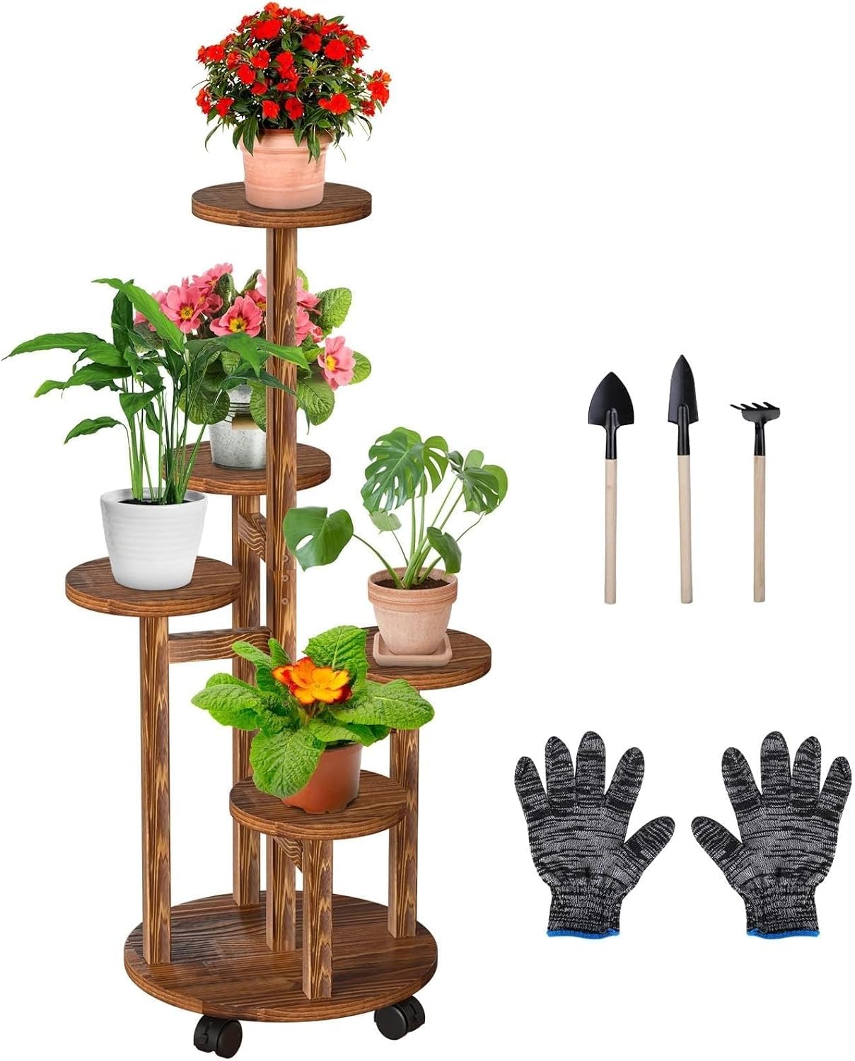 Porte Plante Interieur Bois Étagère à Plantes 6 Niveaux Support Pot De Fleurs Meuble Pour Pots De Fleurs Pupport Pour Plantes D'intérieur Support Plusieurs Plantes