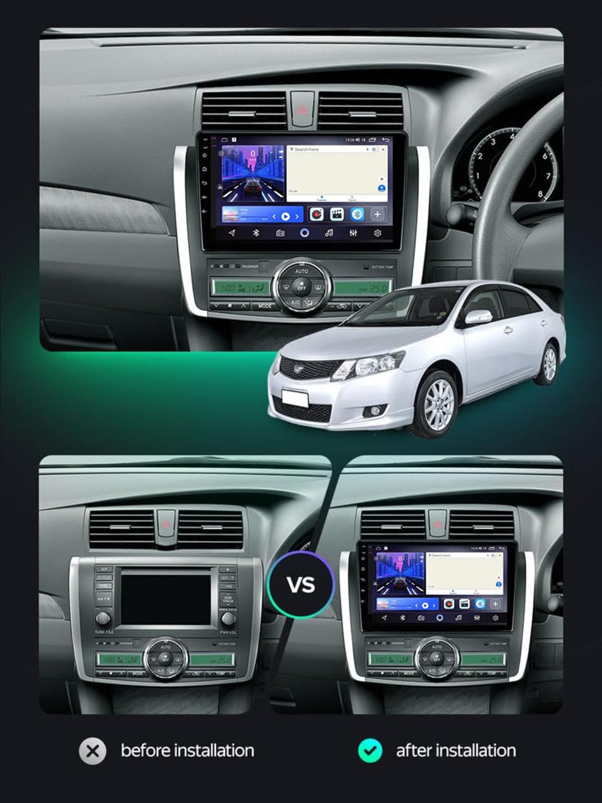 Android 15 Car Stereo 9" Samochód Dla Toyota Allion 2007-2020,M104