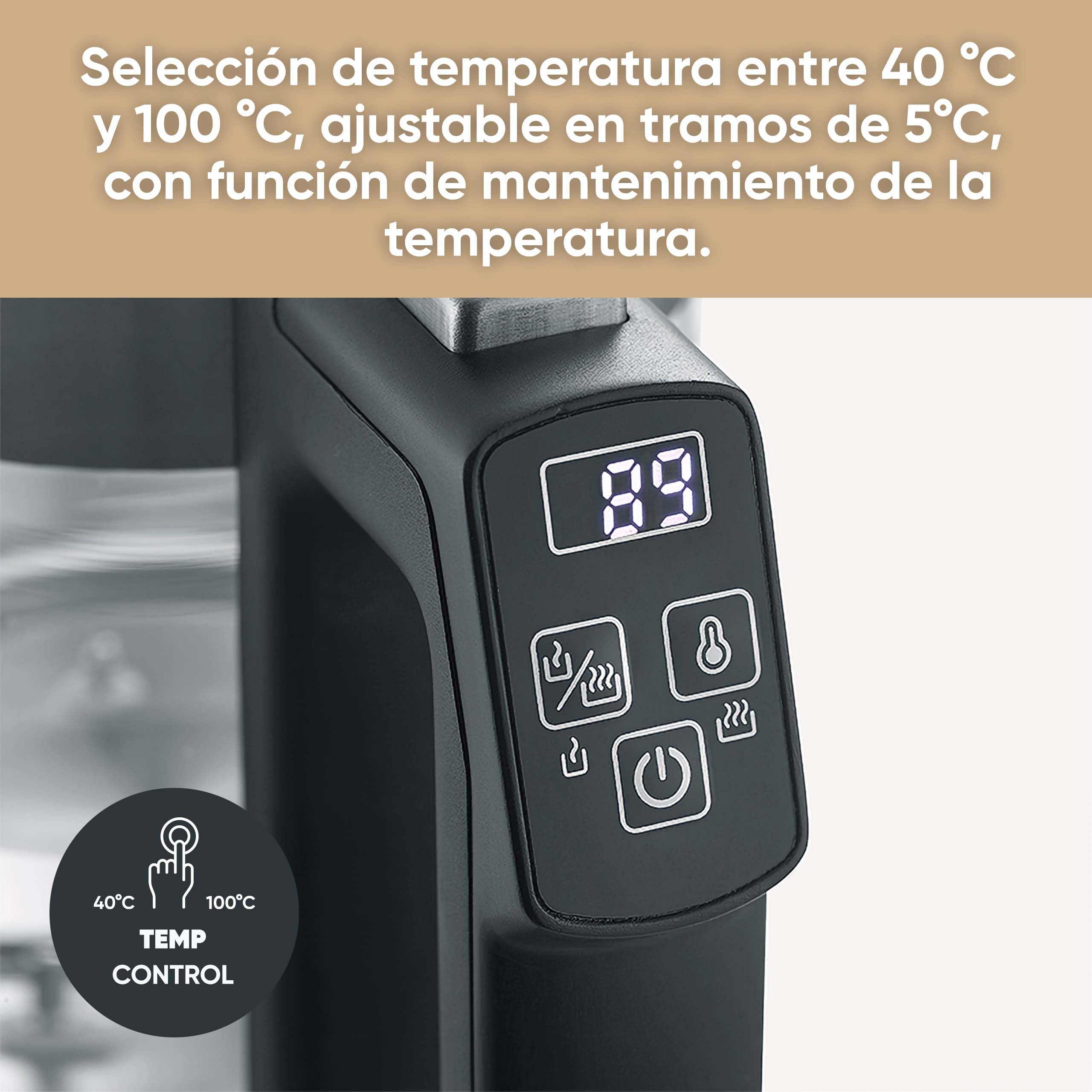 SEVERIN Mini Hervidor de cristal digital, 1100 W, 0.5 L, Acero Inoxidable/Negro WK 3458