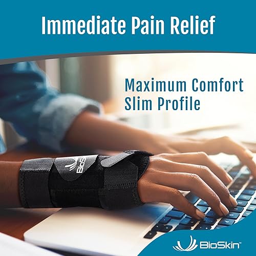 Miniatura 2 de Muñequera DP3 de 8 pulgadas, hipoalergénica, para túnel carpiano, tendinitis y artritis, de BioSkin, negro