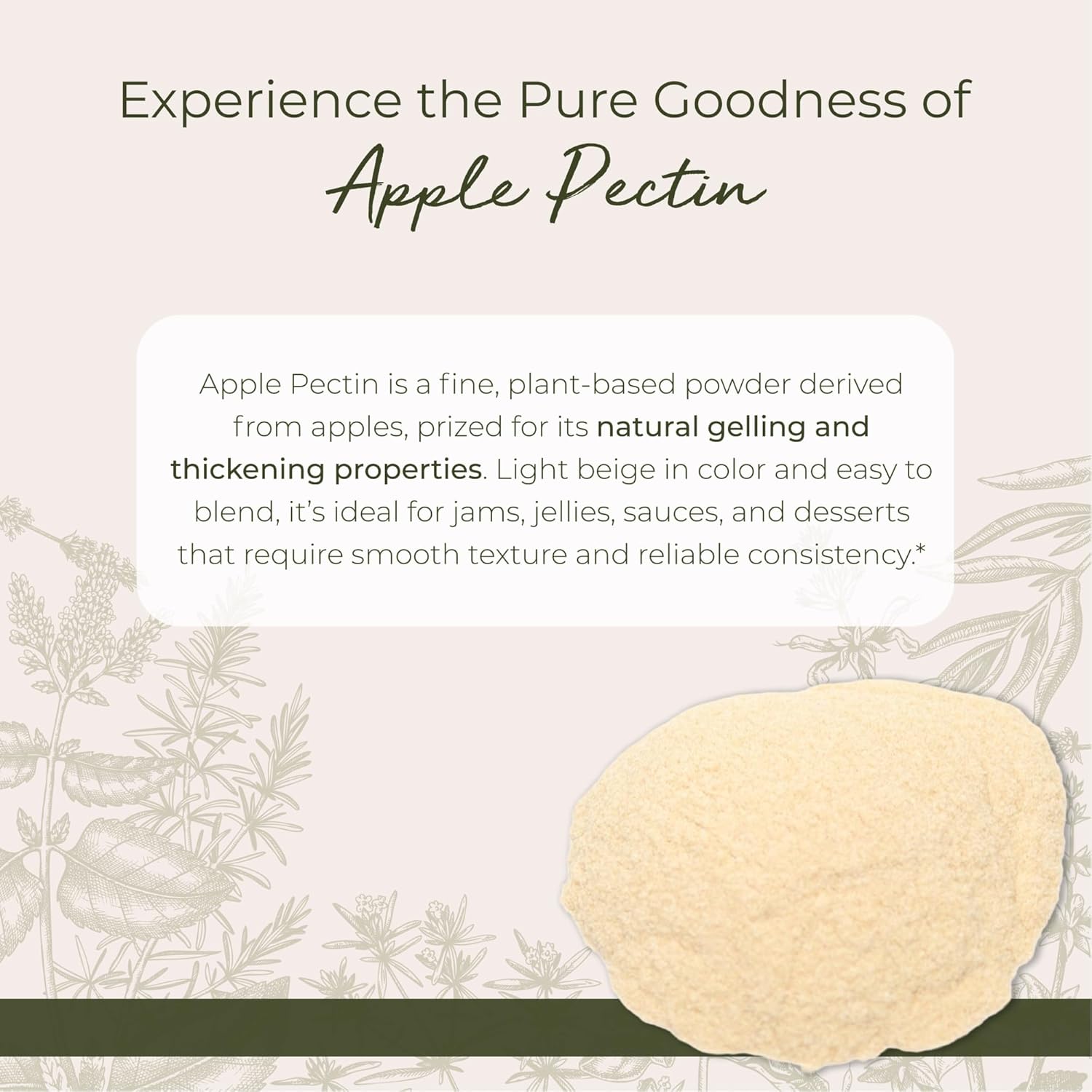 Starwest Botanicals Apple Pectin Powder - Dried Apple Pectin Powder for Baking & Dessert Fillings, Thickens Sauces, Use for Jams, Jellies, and Fruit Preserves - Bulk 1 lb Bag