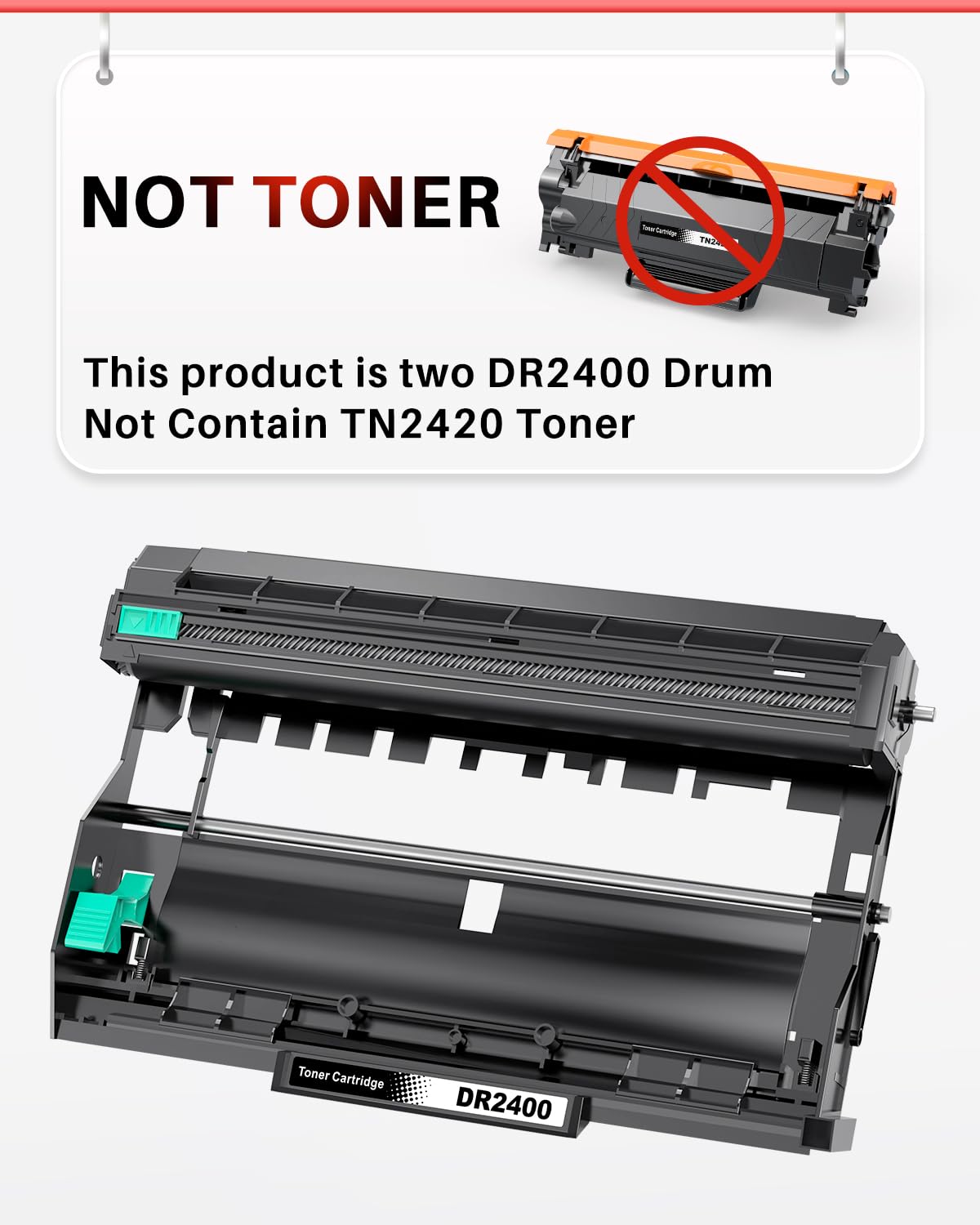 DR2400 Tamburo per Brother DR-2400 per Brother HL-L2310D HL-L2350DN HL-L2370DN HL-L2375DW DCP-L2510D DCP-L2530DW MFC-L2710DN MFC-L2730DW MFC-L2750DW (2 confezioni)