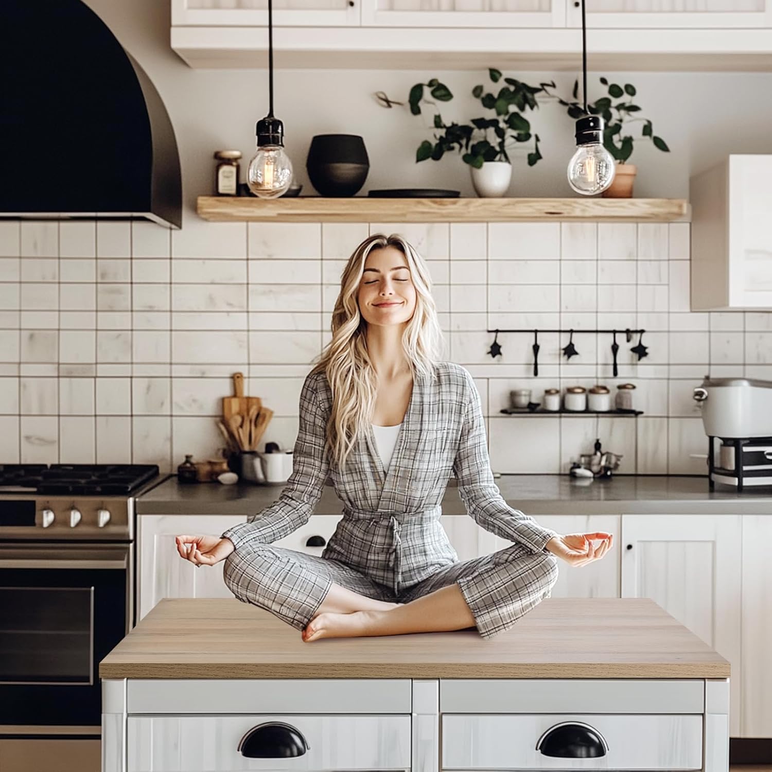 Kaboon 60x24 inches Tabletop, Solid One-Piece Desktop for Sit Stand Desk, Double Desks, L Desk DIY,Wood Countertop Home or Commercial Use,1 inch Thick, Light Oak, 23.62" D x 59.1" W