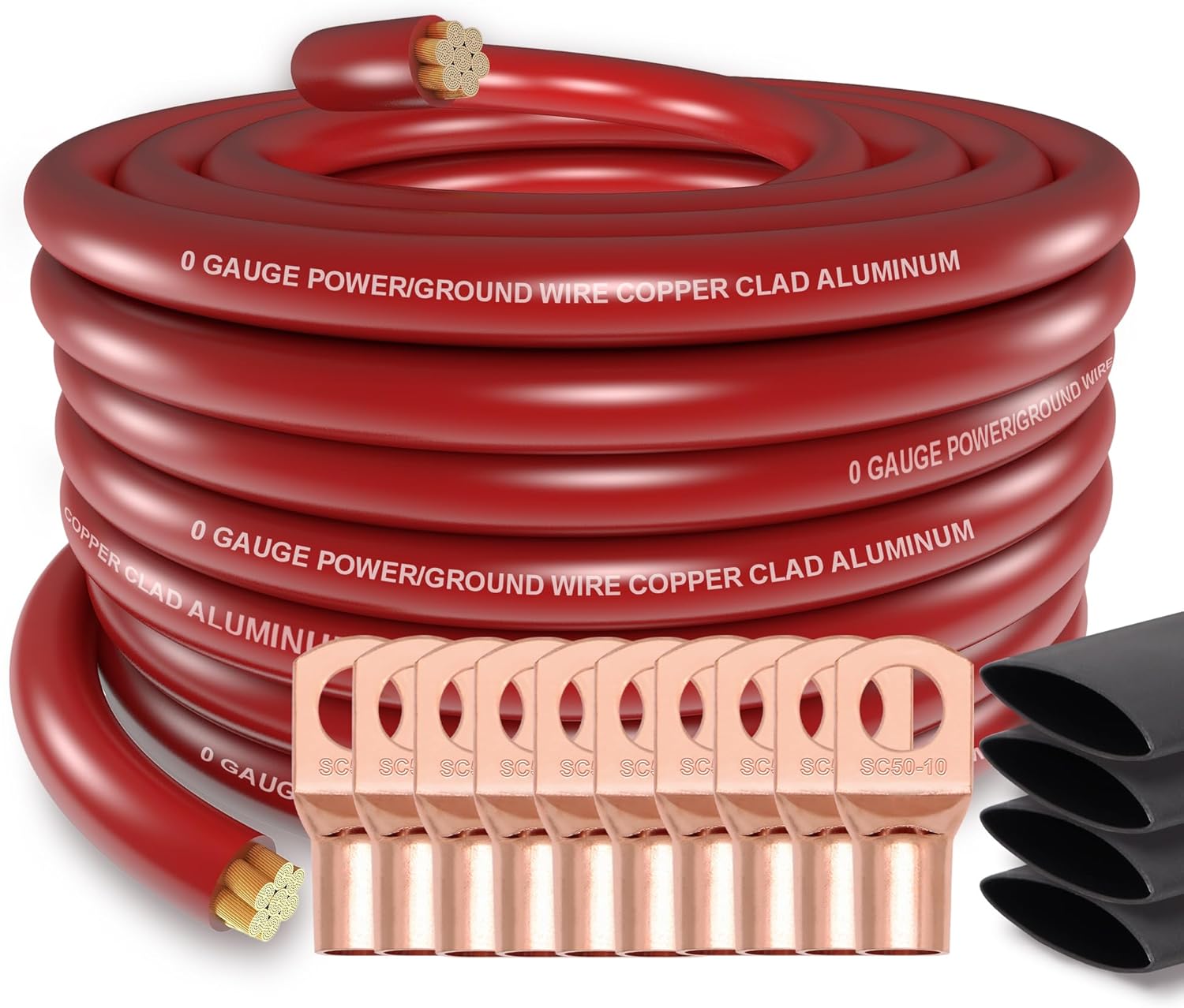 1/0 Gauge Wire Copper Clad Aluminum CAA Car Amplifier Power & Ground