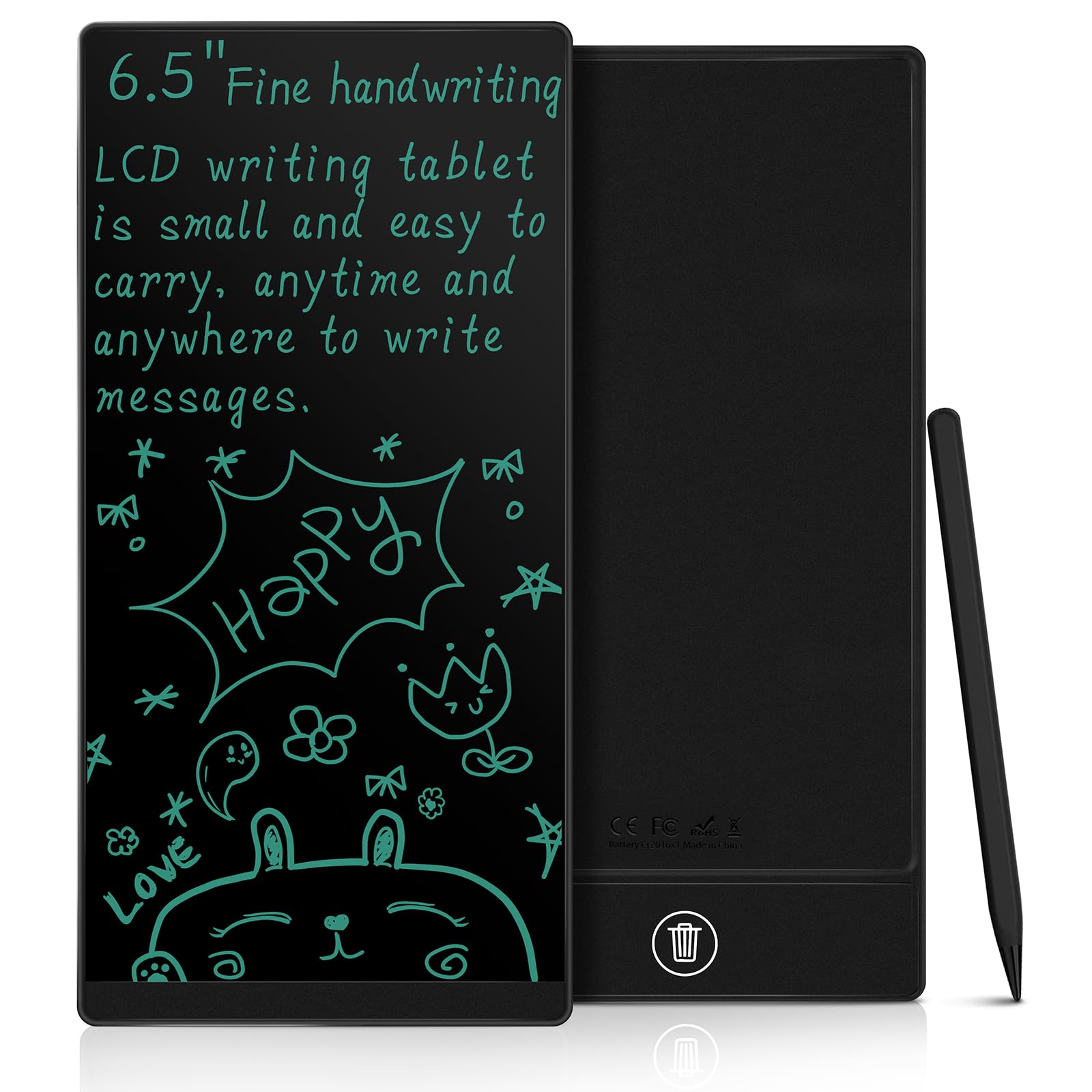 LCD Writing Tablet for Adults: Mini 6.5 Inch Full Screen Reusable Digital Notepad Lightweight Portable Use for Office Study Teaching