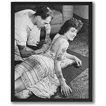 InkFlow Posters Goth Vintage Tattooed Lady Canvas Poster for Wiccan & Goth Art - Retro and Edgy Art Print for Bedroom, Living Room, or Office - Unique Wall Decor - 8x10 Unframed Canvas Print