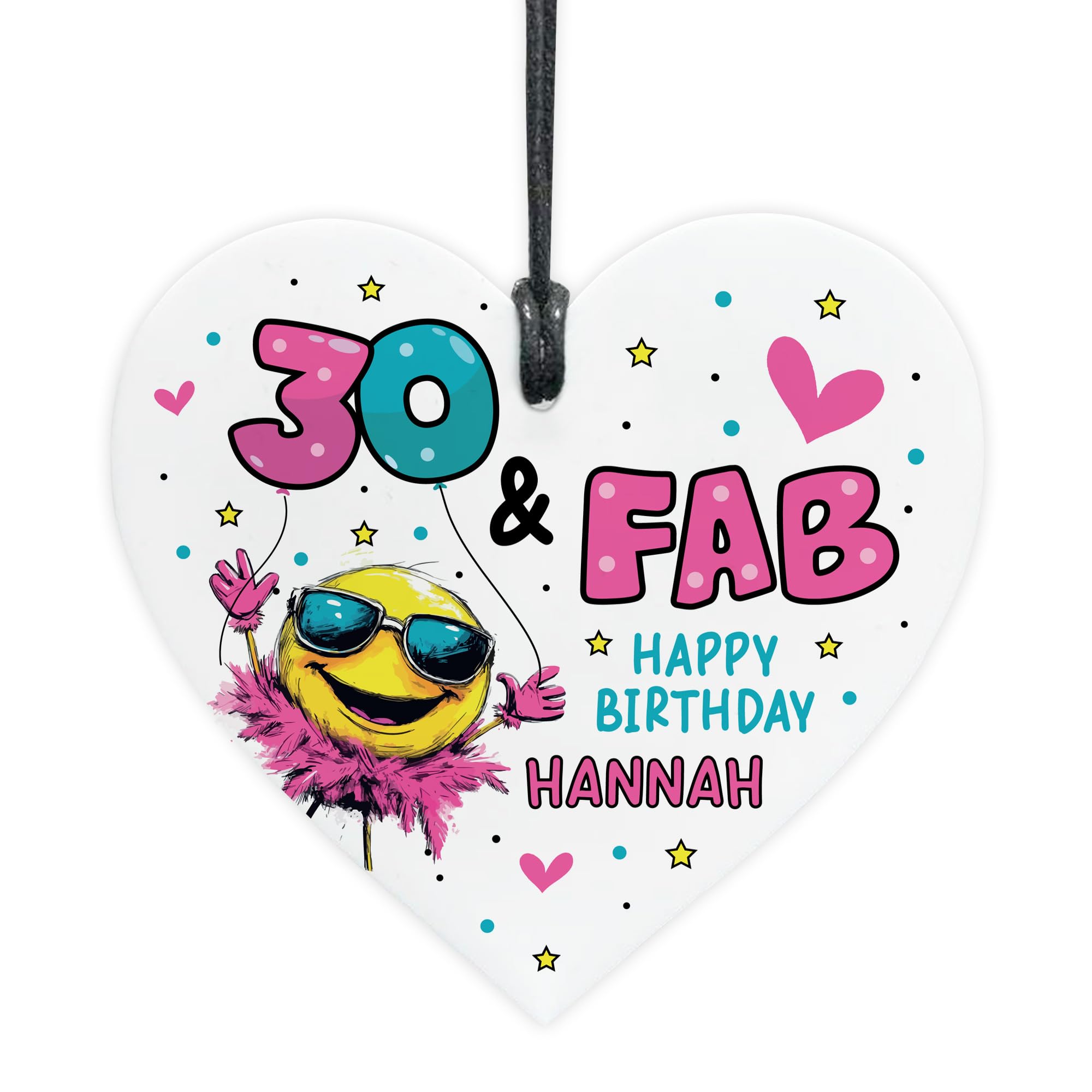 Red Ocean Personalised 30th Birthday Gift For Women Hanging Heart 30 And Fab Funny 30th Birthday Gifts For Mum Sister Auntie Daughter Best Friend Her