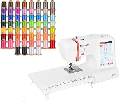 Poolin EOC05 2-in-1 Sewing & Embroidery Machine Bundle with 60-Color 800m Embroidery Thread Set