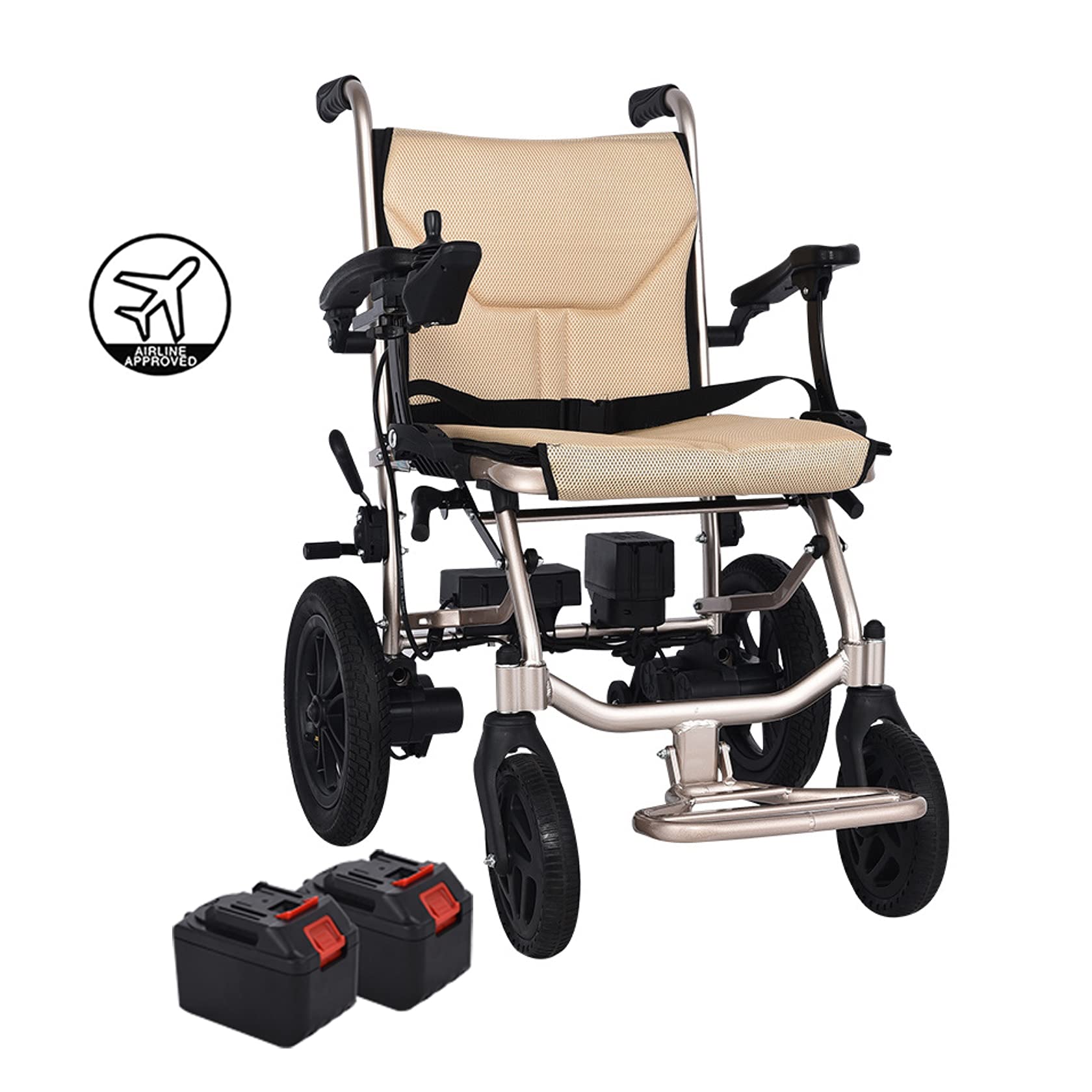 XHY Electric Wheelchairs For Adults Motorised Folding Lightweight Deluxe Aluminium Transit 14Kg 2 pcs Mobile Lithium Battery Suitable For Electric Wheelchairs For The Elderly, for Air travel