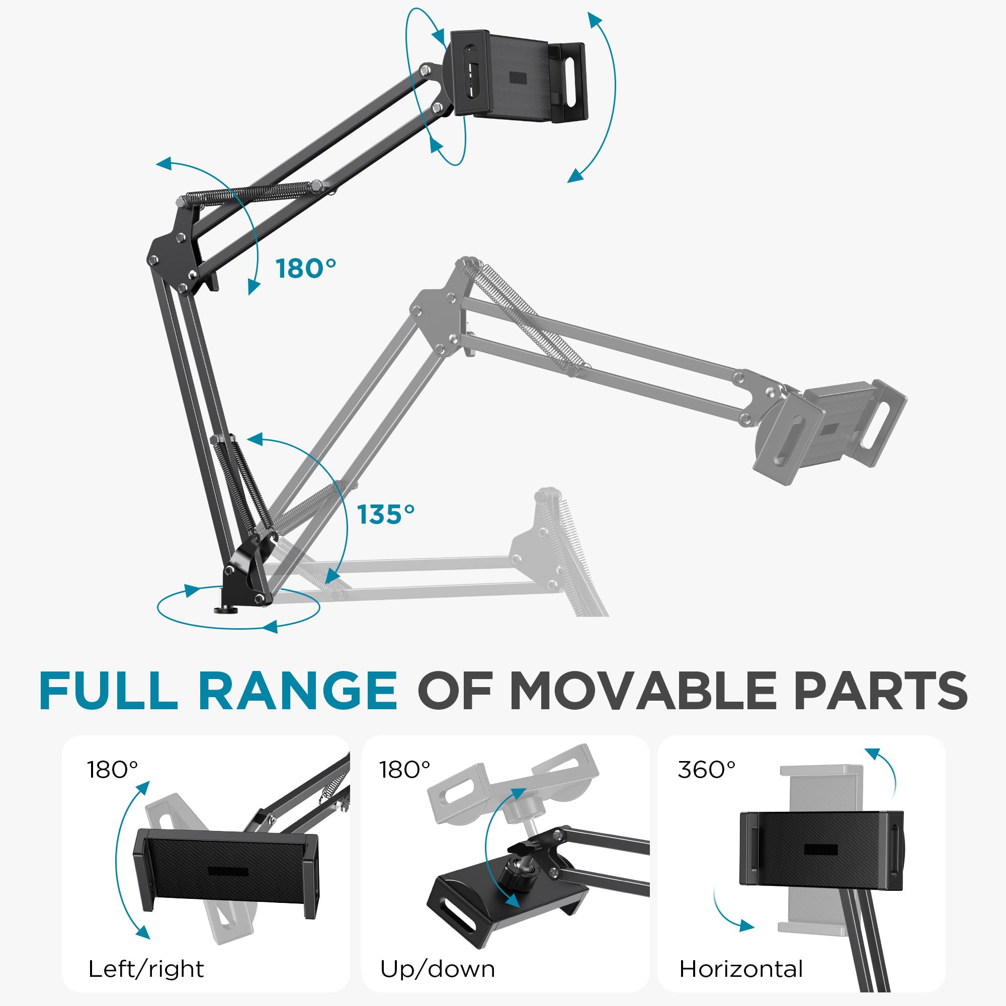 InnoGear Soporte de suelo para tableta, soporte ajustable para teléfono, soporte universal compatible con iPhone, iPad Pro Air Mini, Samsung Tab, Kindle, lectores electrónicos, grande