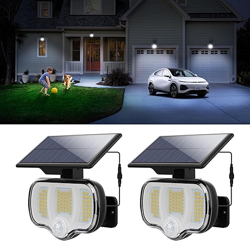 Luces solares para exteriores, paquete de 2 luces solares impermeables para exteriores, luz solar de anochecer a amanecer, luz solar de pared, luz
