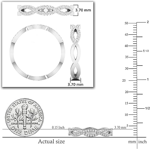 Miniatura 5 de Dazzlingrock Collection Anillo de boda de diamantes redondos de 020 quilates ctw anillo de aniversario para mujer plata de ley