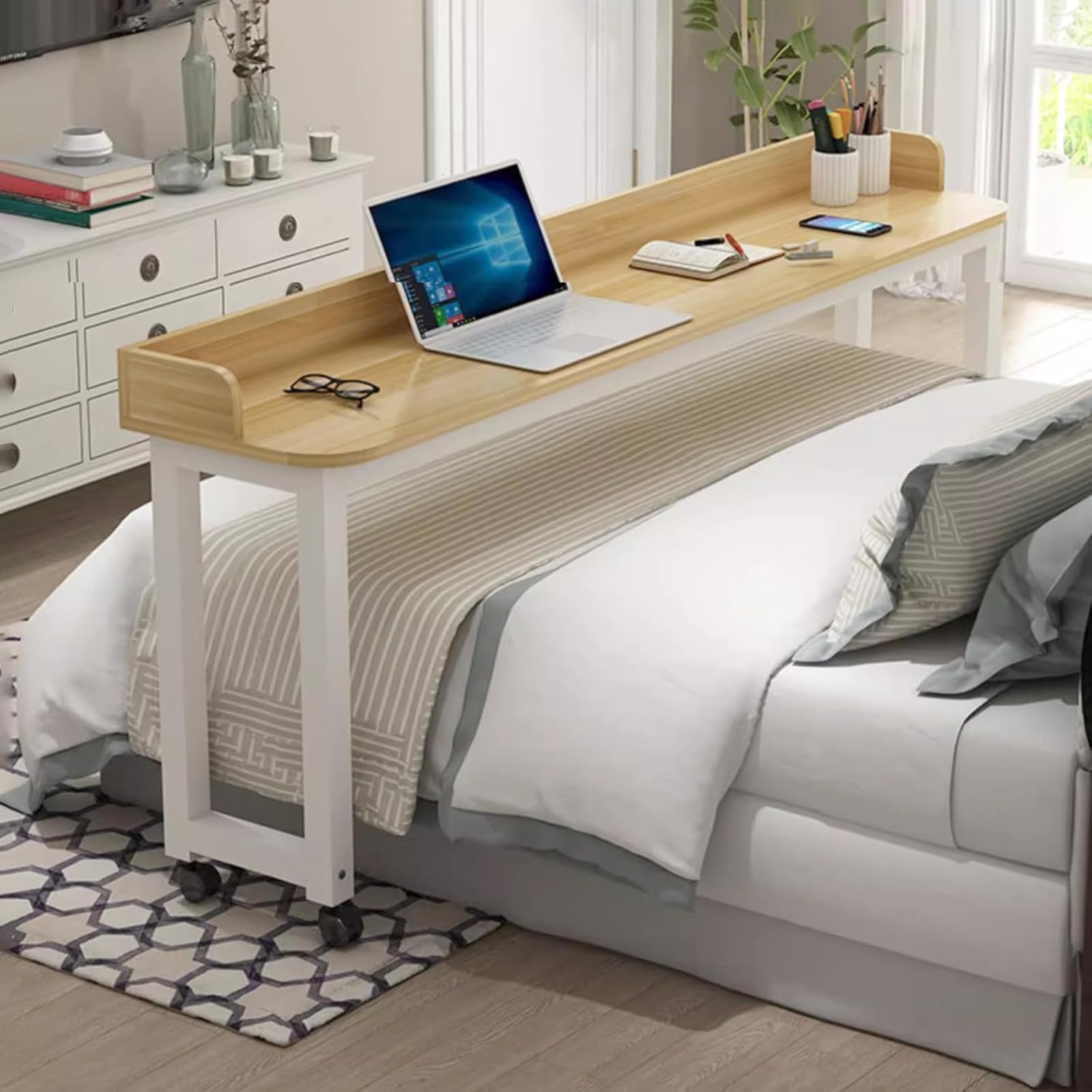 Amazon｜ベッドデスク ベッド上、キャスター付きテーブル、ベッド上
