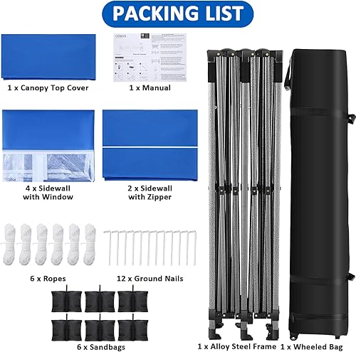 Miniatura 349 de COBIZI - Toldo desplegable de 10 x 10 pies, 4 paredes laterales, FPU 50+ para todo el año, resistente al viento, impermeable, uso comercial, Gris
