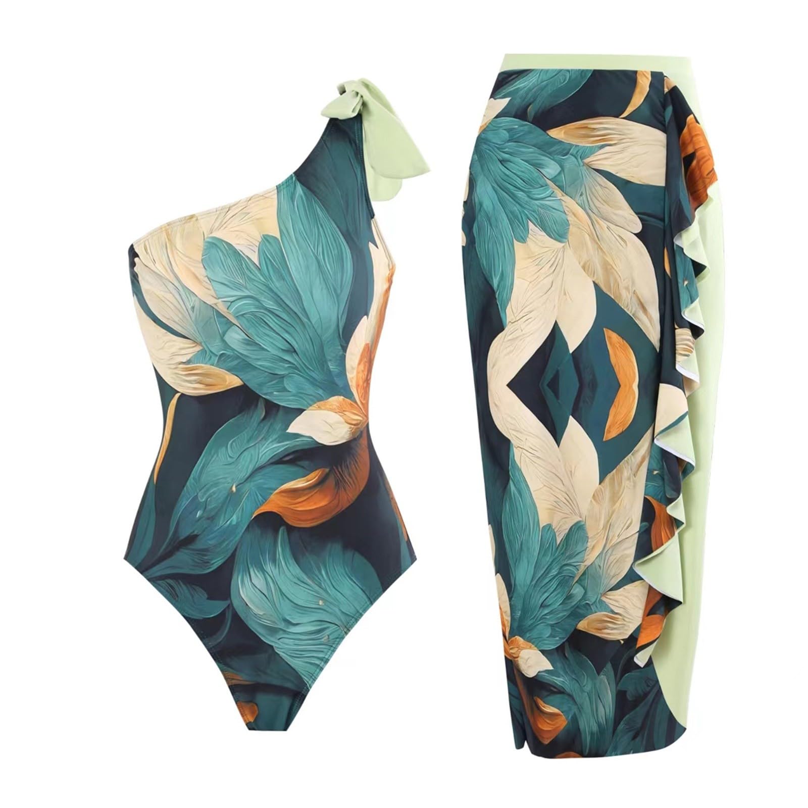 Maillot de Bain Menstruel Grande Taille Tankini Fluide avec Short Imprimé - 8