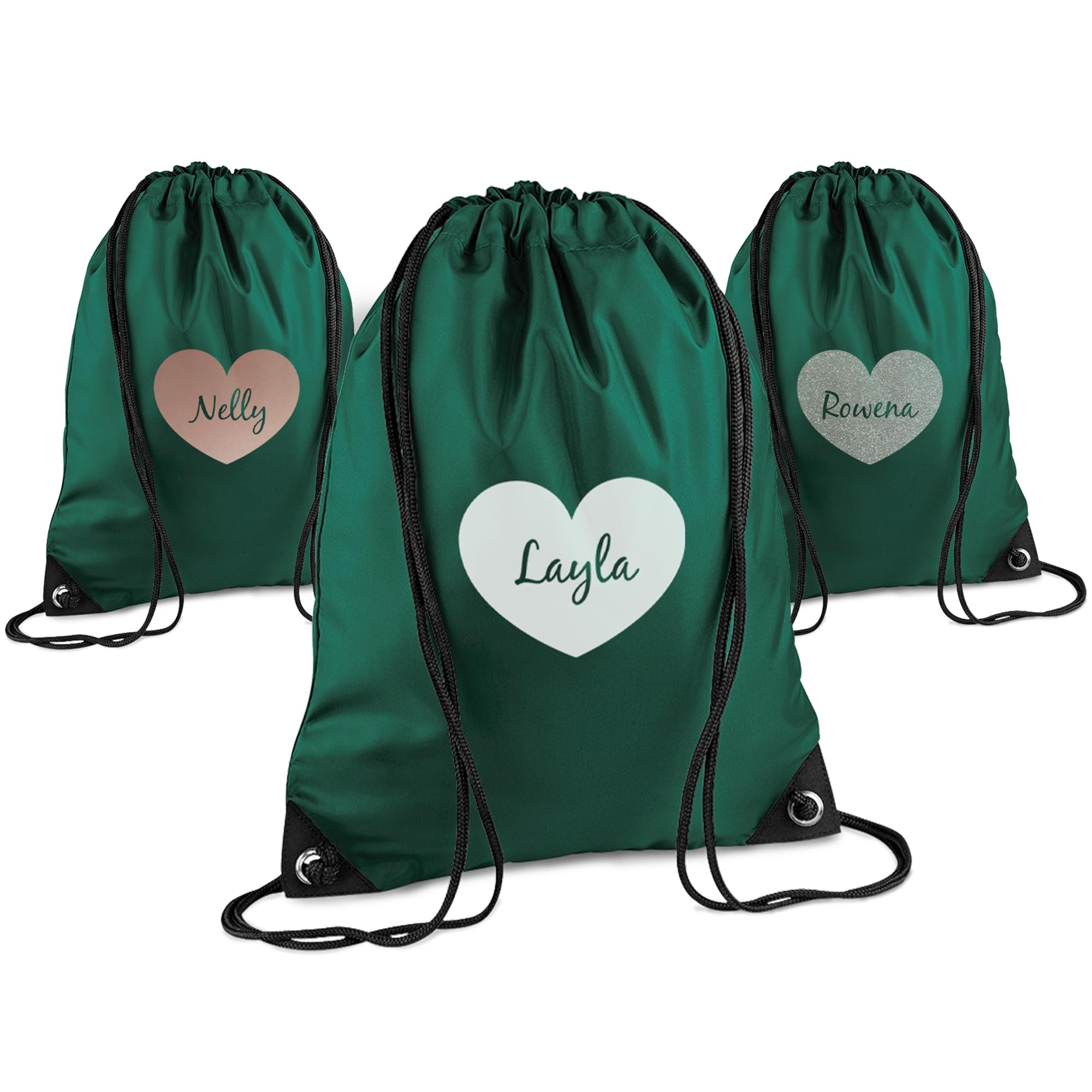 Print Maniacs Personalised Drawstring Bag for Kids Back to School PE Bag, Swim Bag with Name Ideal for Boys, Girls, Toddlers,and Primary School Students Perfect School Bag Bottle Green
