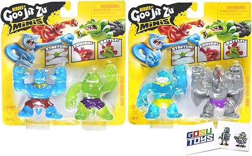 Heroes of Goo JIT Zu Minis Versus Pack (Goo Power Thrash vs Terrack y Tyro vs Goo Power Rock Jaw) con 2 calcomanías Gosutoys
