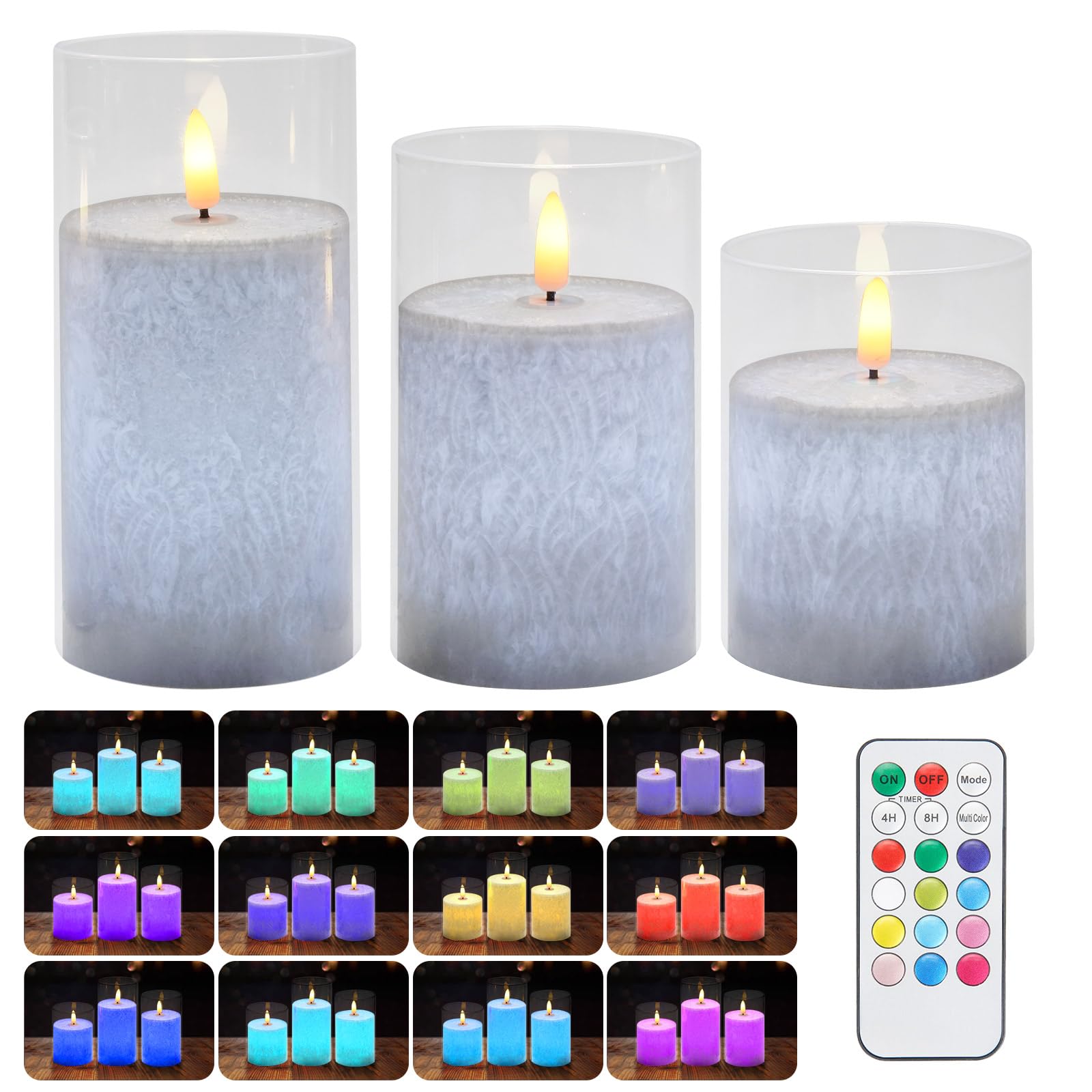 Candele senza fiamma, funzionamento a batteria, candele tremolanti senza fiamma, 3D tremolante FlameTimer e telecomando, sicure per matrimoni, casa, feste, decorazione JL-D003