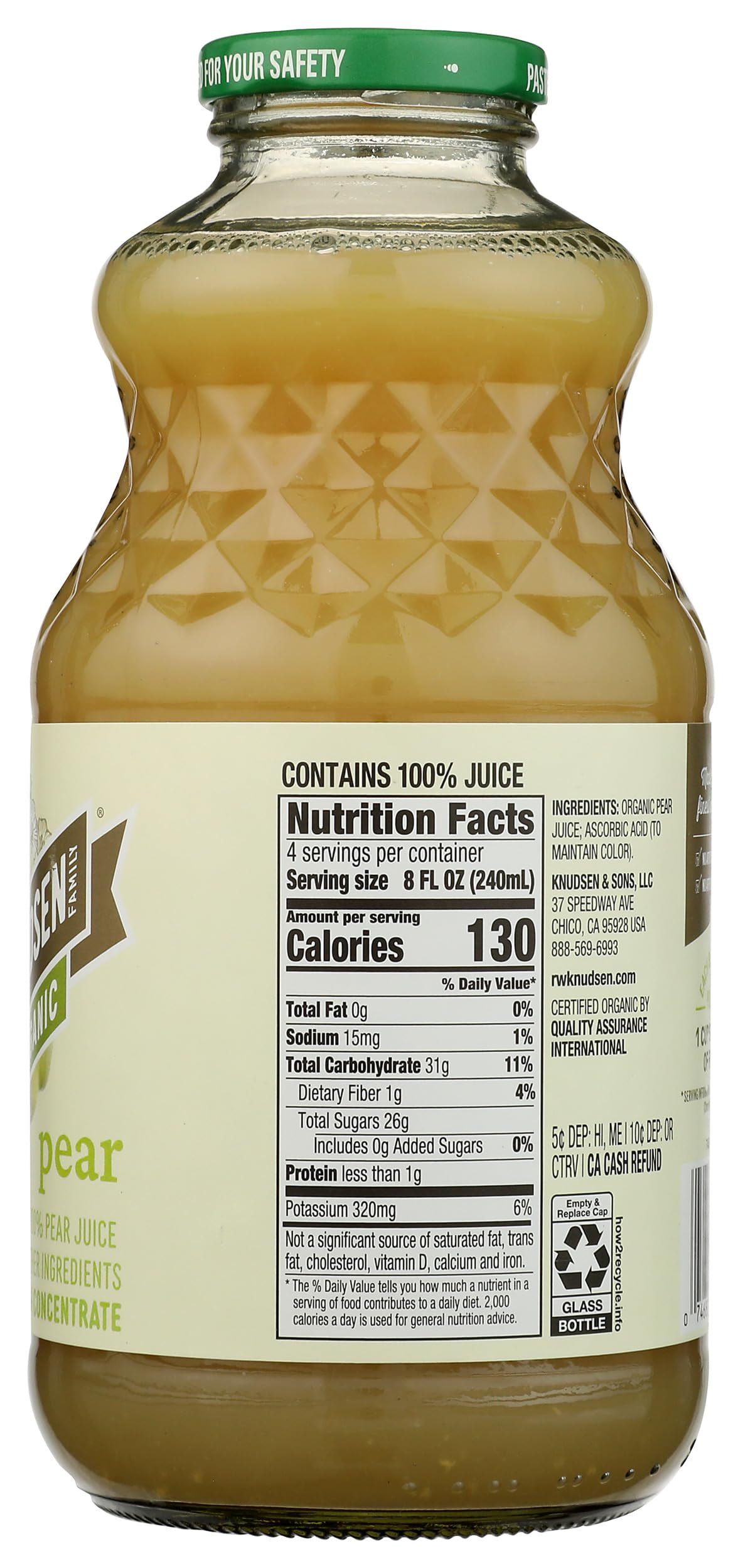 R.W. Knudsen Family Organic Pear Juice, 32 Ounces