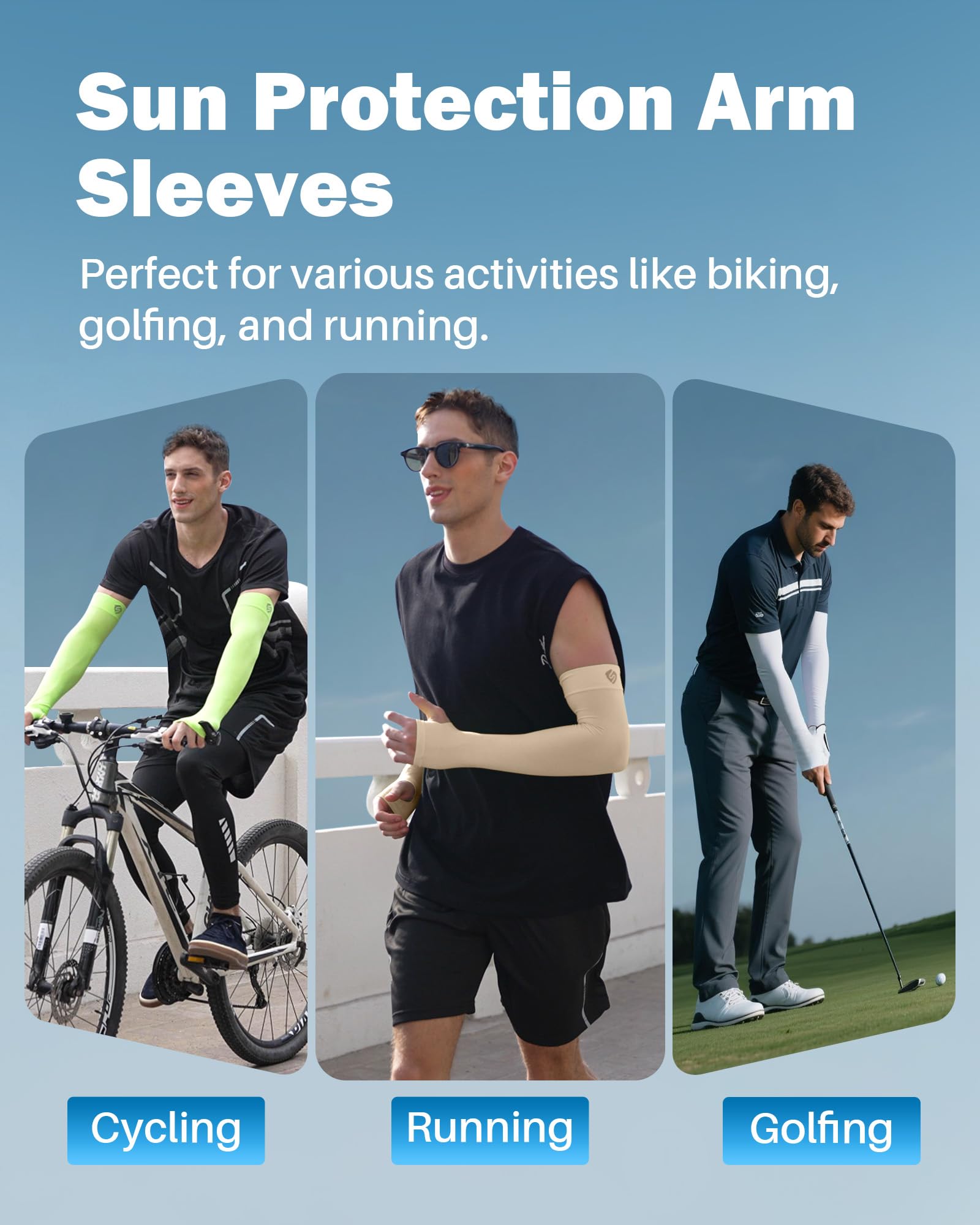 Manguitos de compresión UV para deportes, protección solar, 1/2 pares