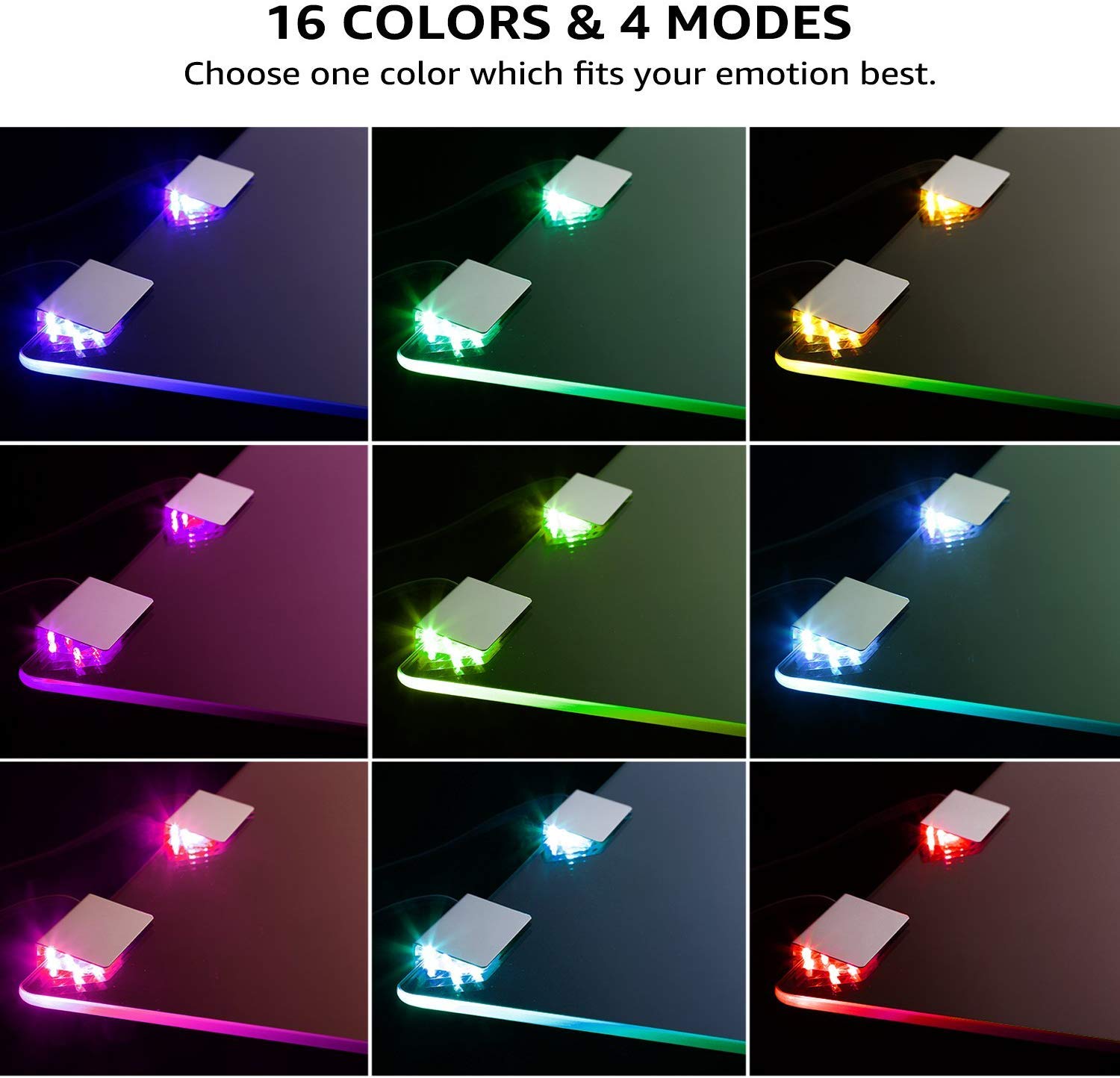 ACCE LED RGB Glaskantenbeleuchtung Glasbodenbeleuchtung Vitrinenbeleuchtung Clip Glas höchste Qualität Spiegel Edelstahl (6er)