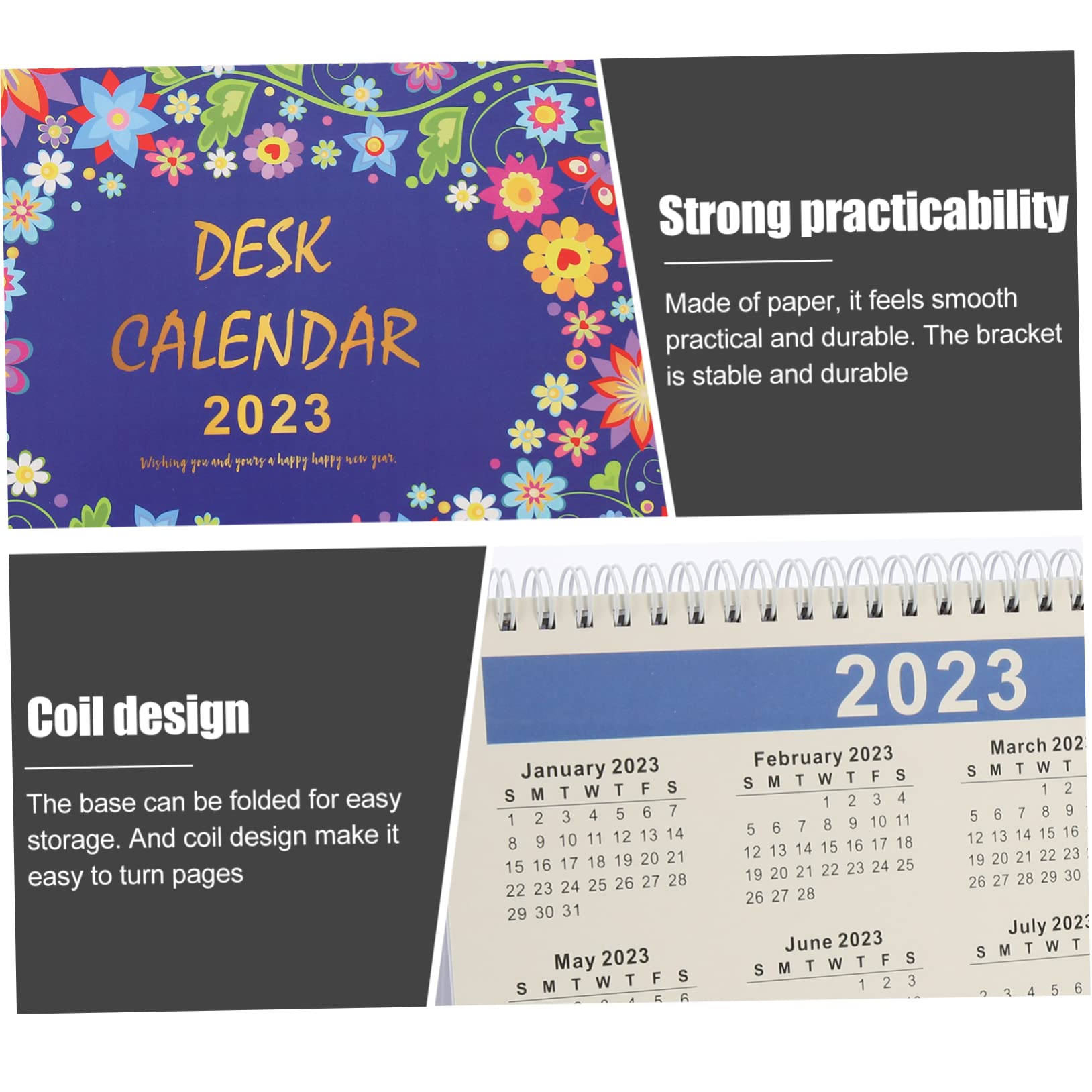 STOBOK 5stücke Monatlicher Desktop-kalender Stilvoller Aufstellbarer Kalender Für Home Office Und Schule Spiralbindung Und Faltbarem Standfuß Für Planung Und Organisation