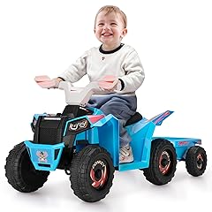 Electric Quad Children's Car with Forward Backward Function, 6V Ride-on Tractor Car with Back Trailer, 4 Wheeler for Kids 1.5-6