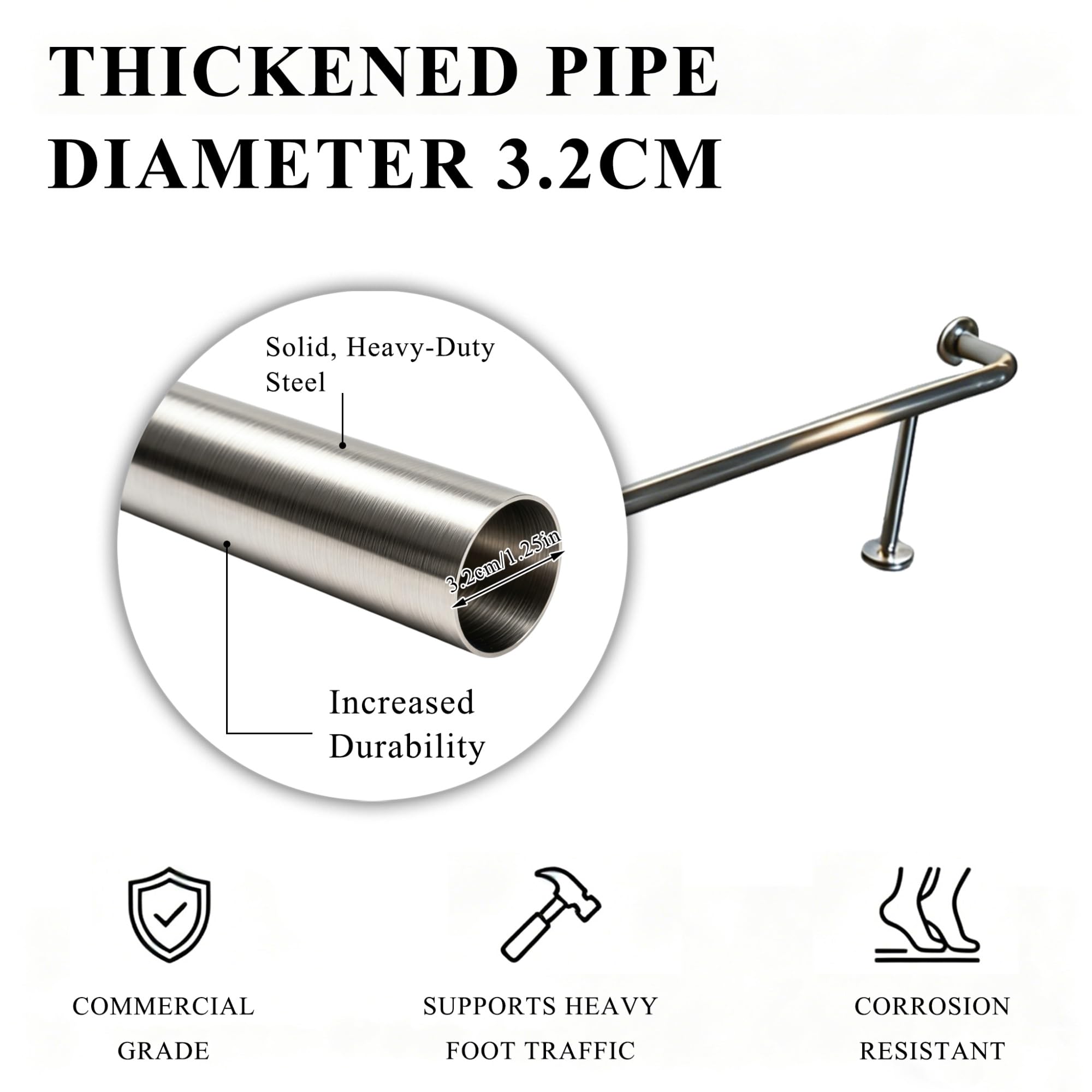 Kit De Riel De Pie para Barra De 3,28~16,4 Pies, Reposapiés De Barra Resistente para Restaurante, Cocina, Cafetería, Escritorio De Recepción(Gold,1.2M/3.94FT)