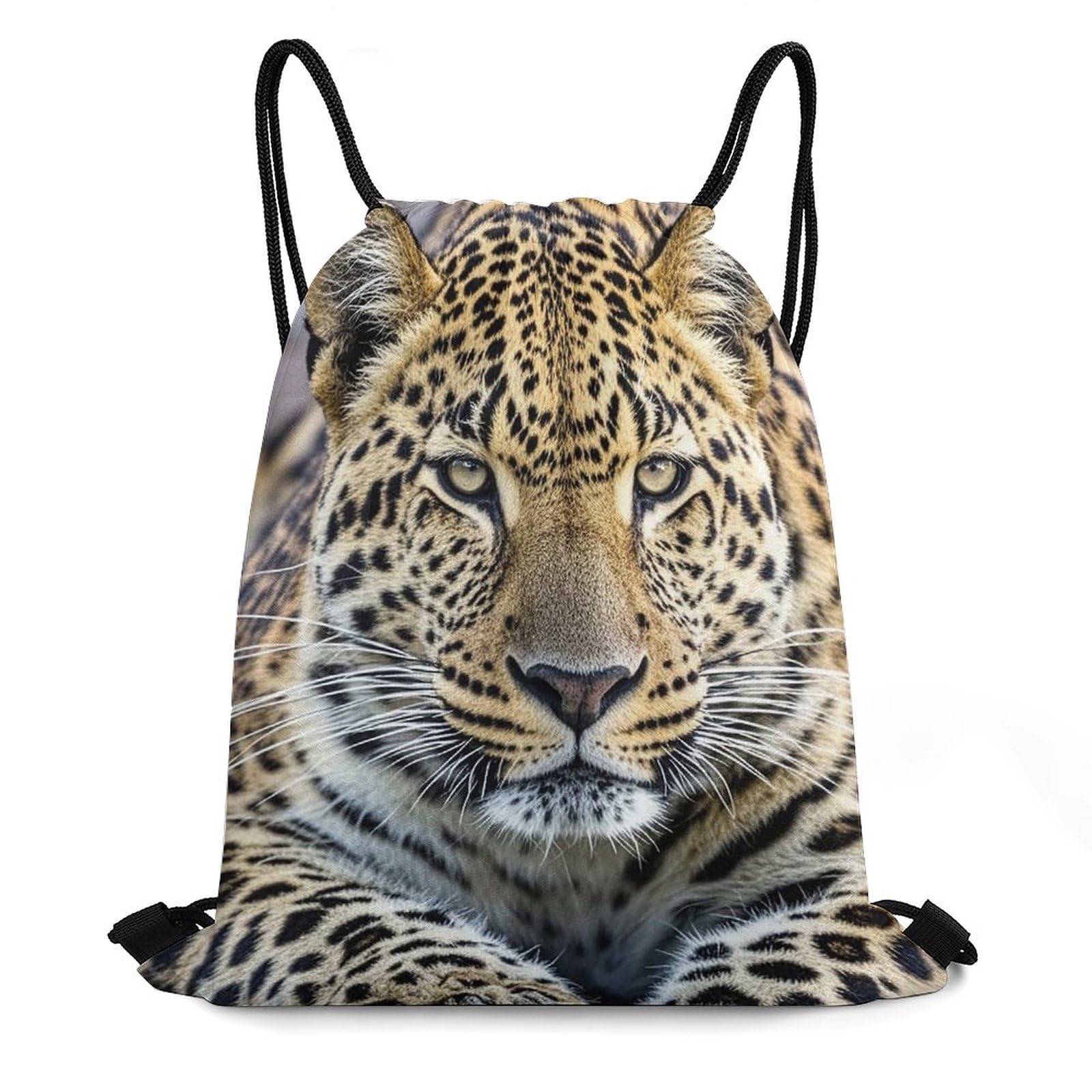 MXZERFKGLA Drawstring Backpack Sports Gym Sackpack African Animal Leopard Drawstring Bags for Men Women Draw String Bag