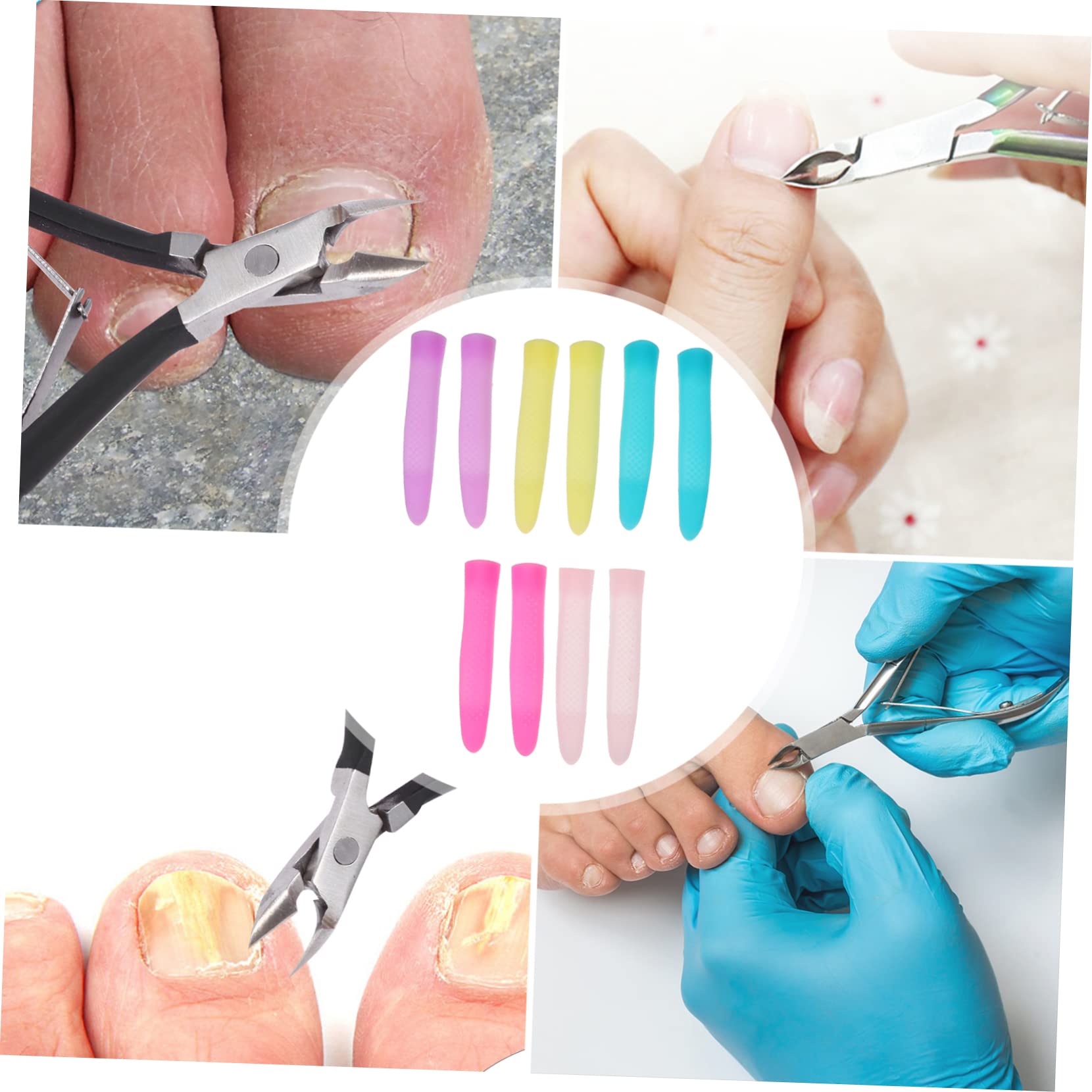 15 Pares Mango de la manija de la pinza de cutícula manga del mango del recortador de cutículas pinza para cutículas tijeras recortadora cubierta de mango de tijera para cutículas