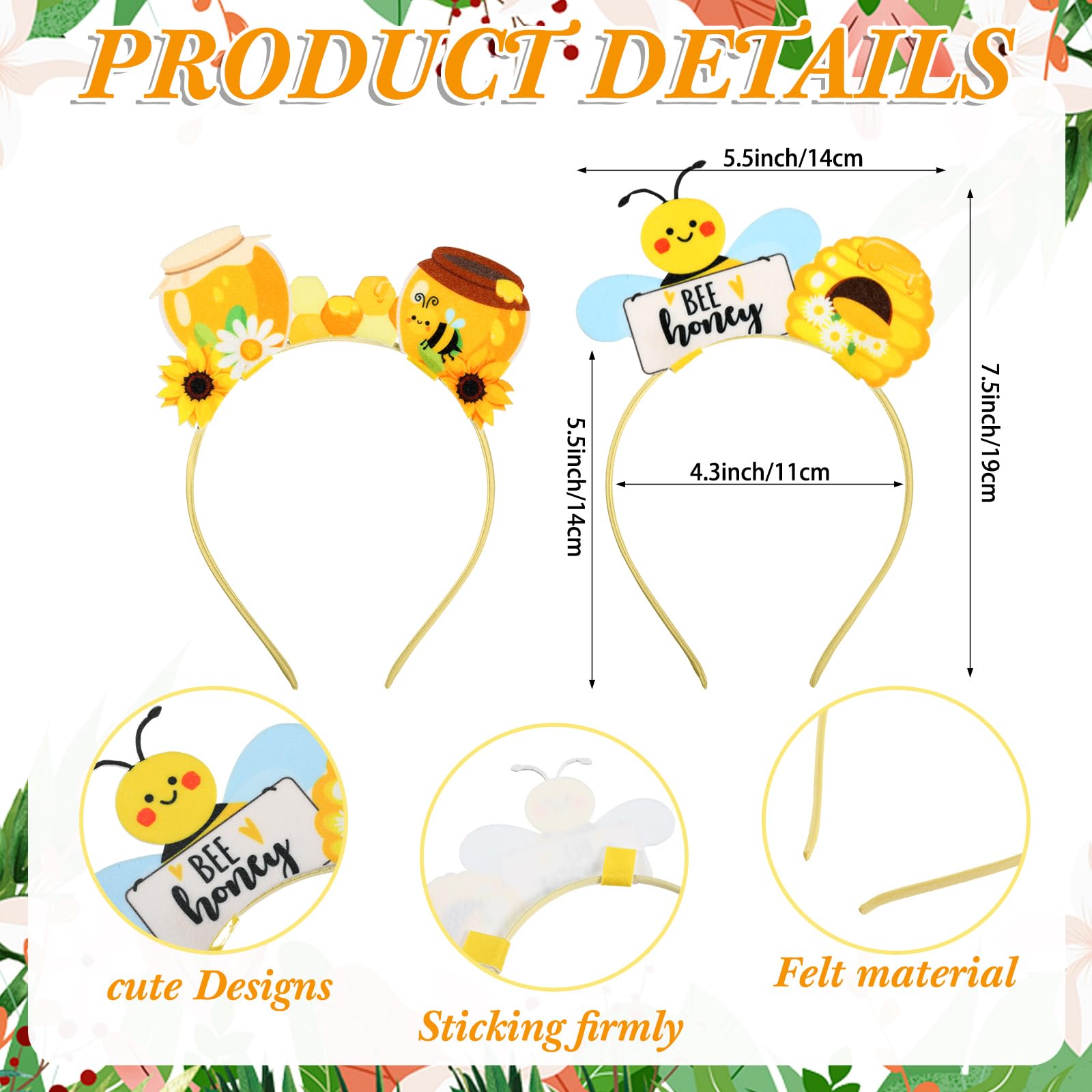 Capoda 24 Pcs Flower Honey Tentacle Headband Felt Headwear Photo Props Accessories for Themed Party Supplies