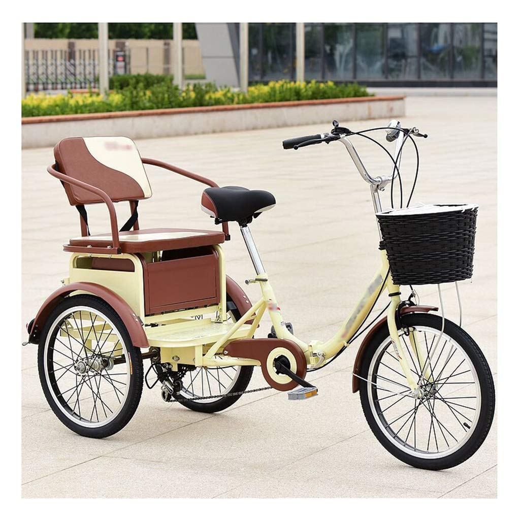 Three-Wheeled Cruise Bike with Baskets and Back Seat Variable Speed Cruiser Bicycles Instead of Walking Leisure Car for Sports Shopping