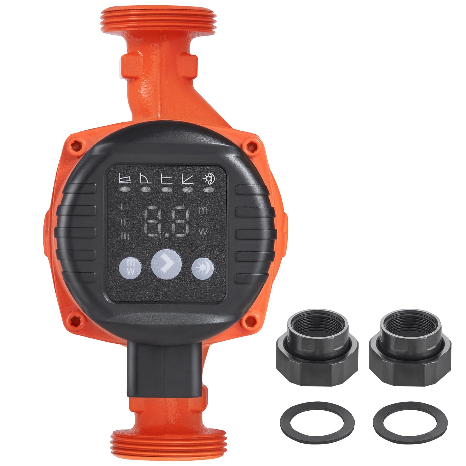 VEVOR Pompa di Circolazione per Acqua Calda, LPS25-6BP-180, Pompa di Riscaldamento, 60 L/min Pompa dell'acqua automatica ECM, 220 V 45 W Altezza di Scarico 6 m per Impianto di Riscaldamento dell'Acqua