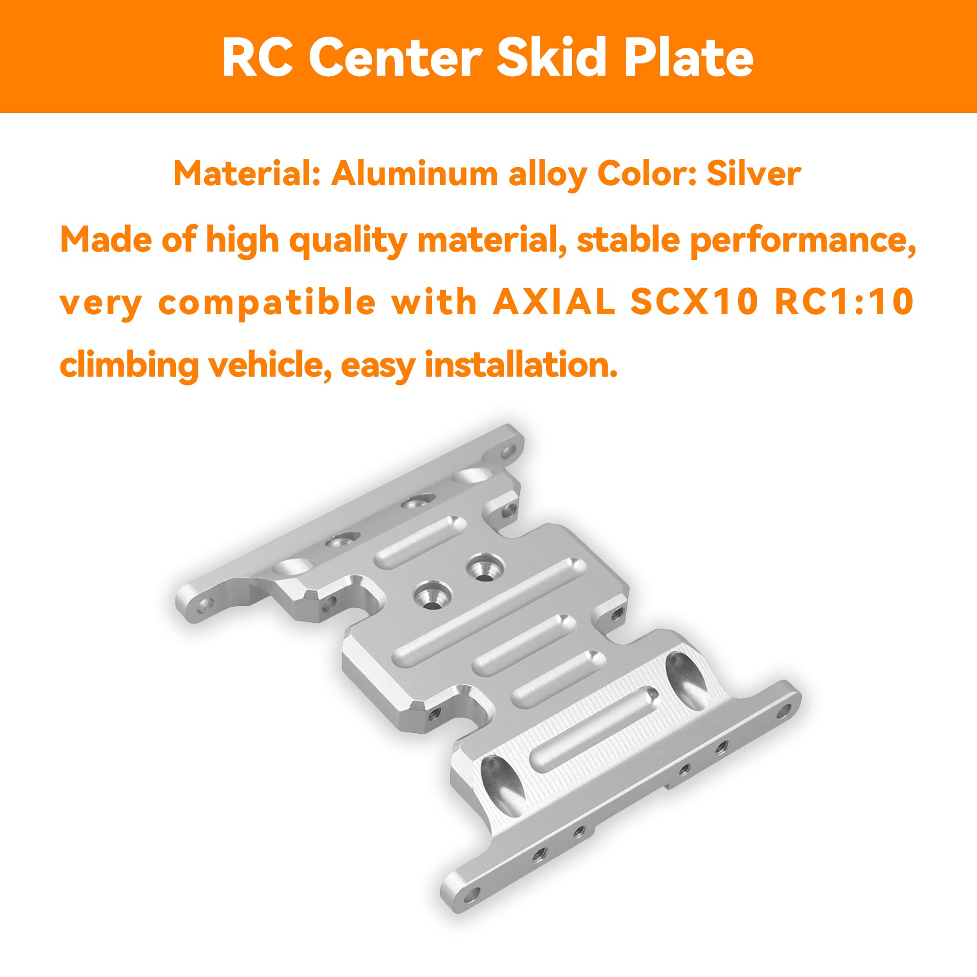 Mxfans RC1:10 Upgrade Alloy Centre Skid Transmission Plate Silver Replacement for AXIAL SCX10 4WD - Image 3