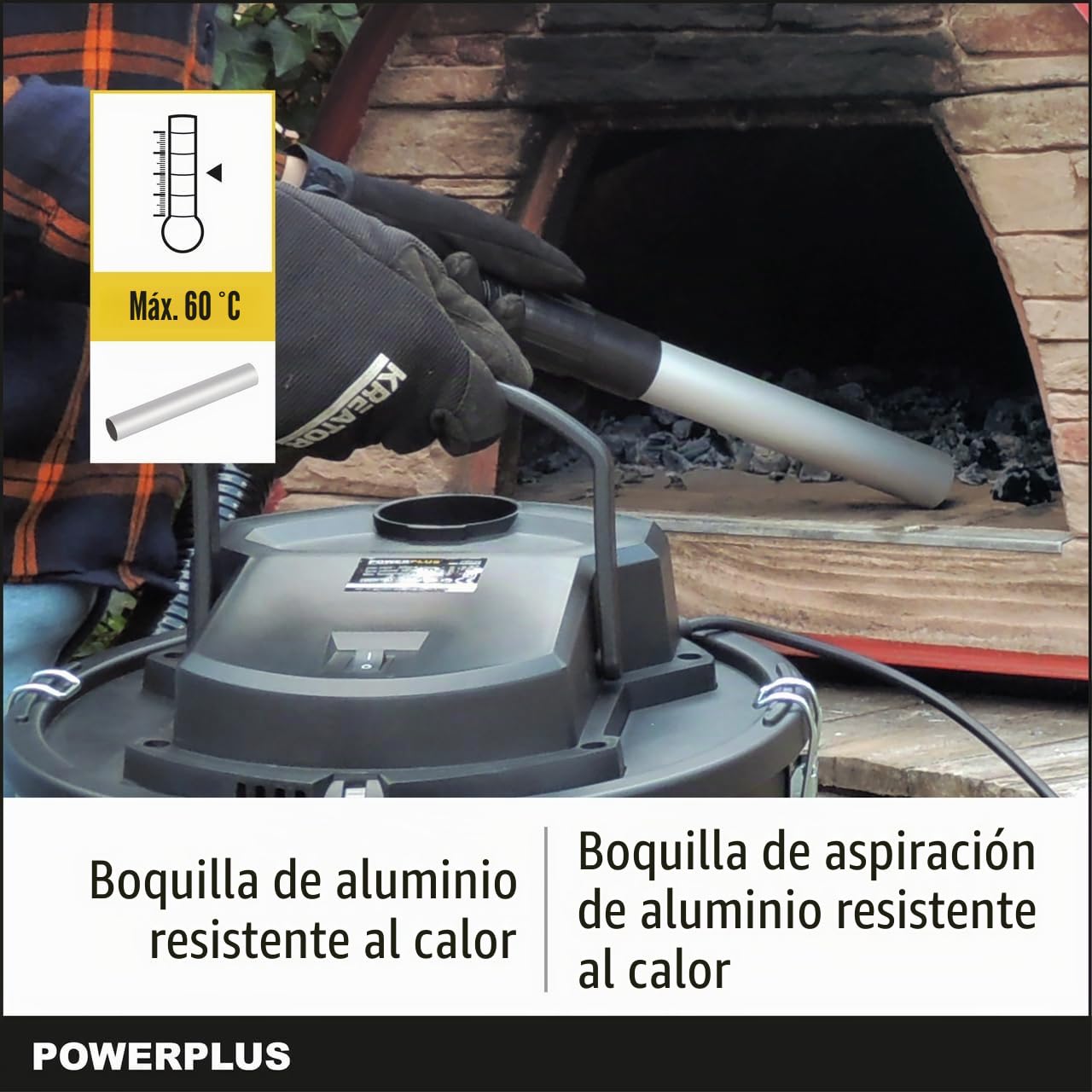 Powerplus Aspirador de cenizas POWX308-1200 W Con 19 kPa de potencia de succión