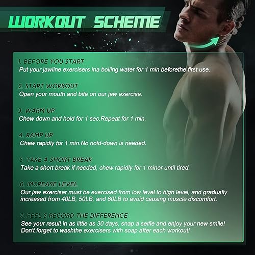 Miniatura 5 de Ejercitador de mandíbula para hombres y mujeres, ejercitador de mandíbula, 3 niveles de resistencia, ejercitador facial de silicona, potente