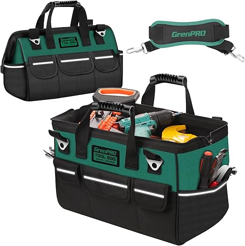 Bolsa organizadora de herramientas para hombres, bolsas de herramientas pequeñas de boca ancha, bolsa de herramientas de mango suave de 14 pulgadas,