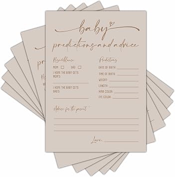 Baby Prediction and Advice Cards, Baby Shower Games Cards, Minimalism Boy or Girl Baby Gender Reveal Party Favors Decorations and Supplies, 30 Pcs Double-Sided - A14