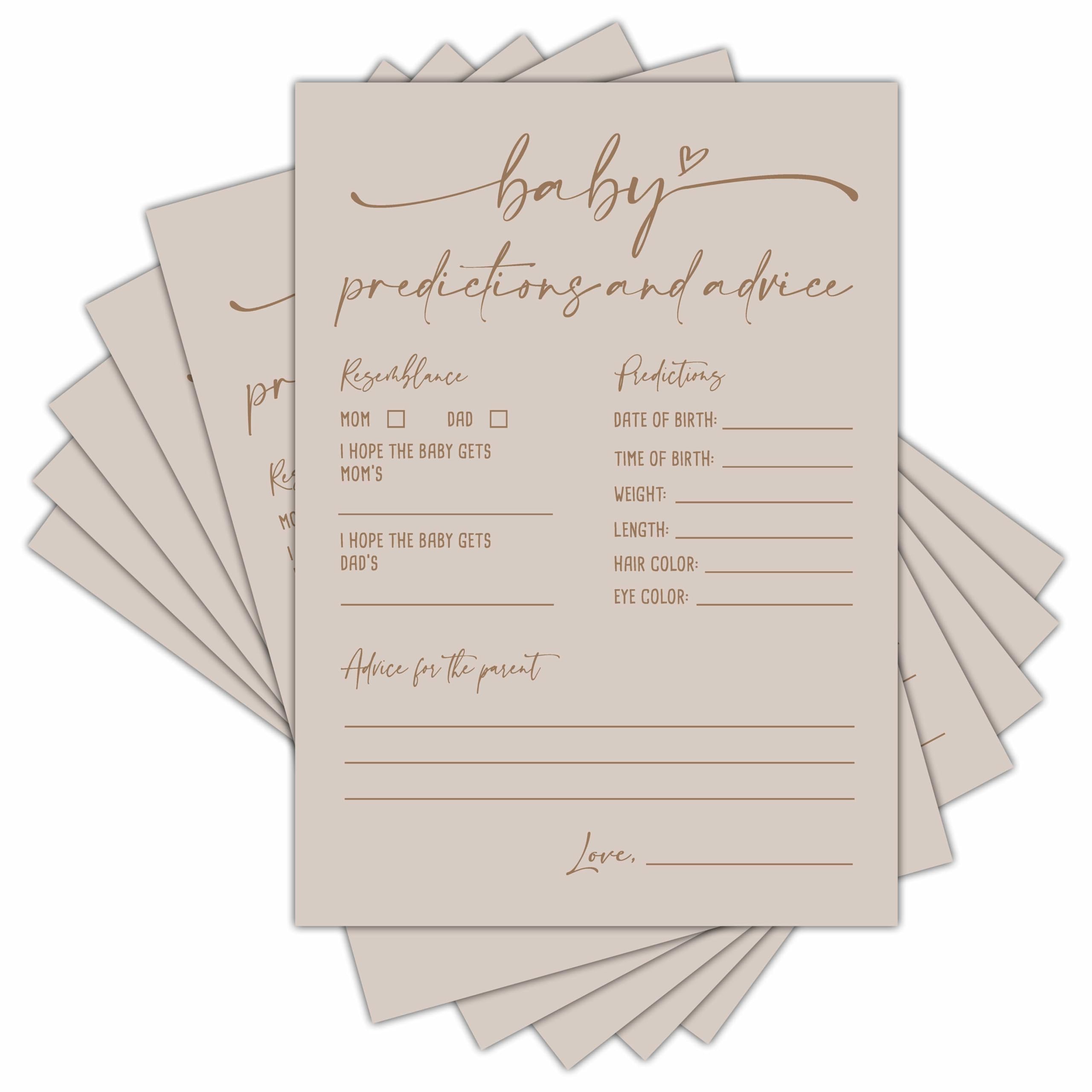 Baby Prediction and Advice Cards, Baby Shower Games Cards, Minimalism Boy or Girl Baby Gender Reveal Party Favors Decorations and Supplies, 30 Pcs Double-Sided - A14