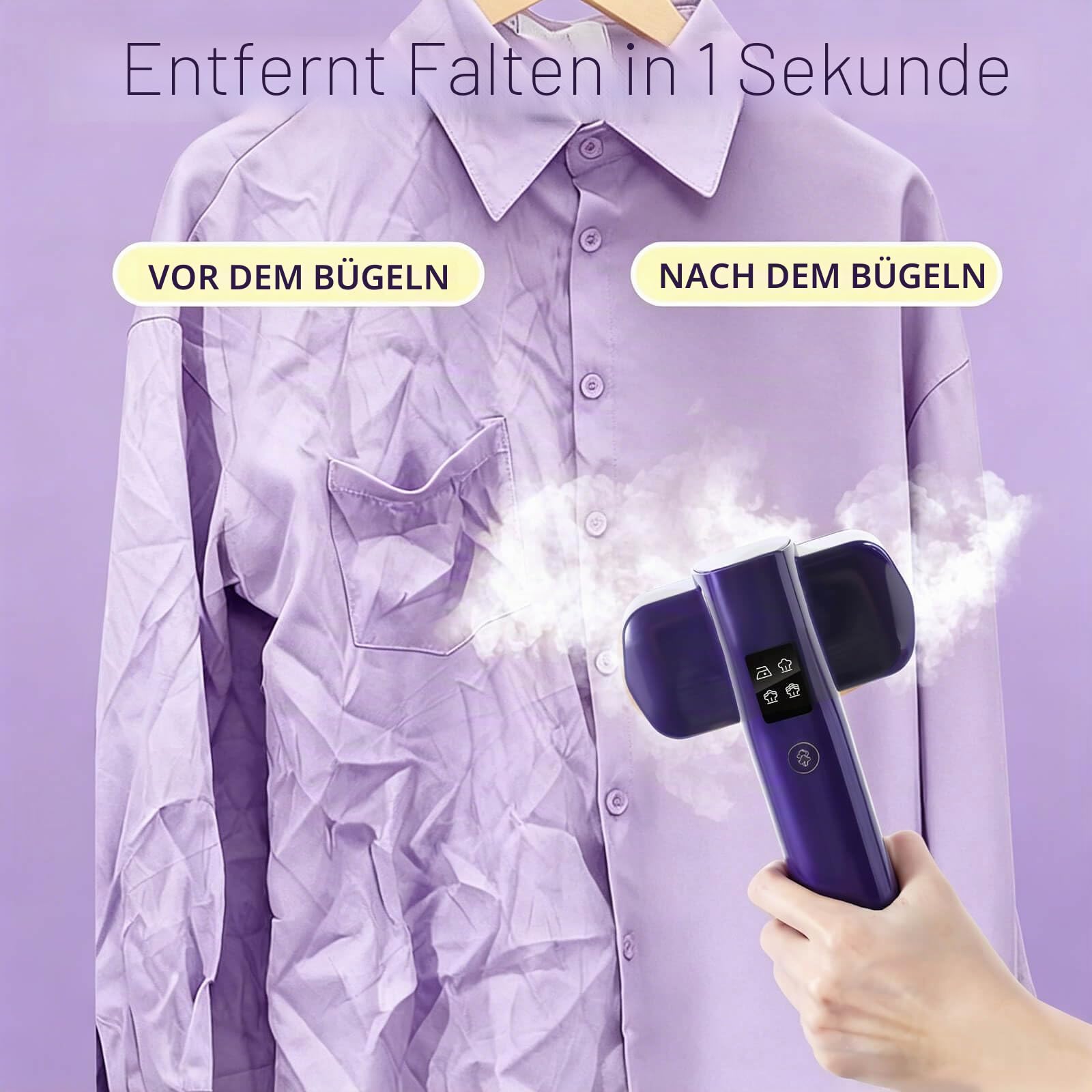Reise Dampfglätter 1200W, Tragbares Dampfbügeleisen, 2-in-1 Reisebügeleisen | 15S Aufheizzeit, 4 Bügelmodi, LED-Touchscreen, 100ML Wassertank | Steamer Kleidung für Reise, Business und Zuhause（Lila）