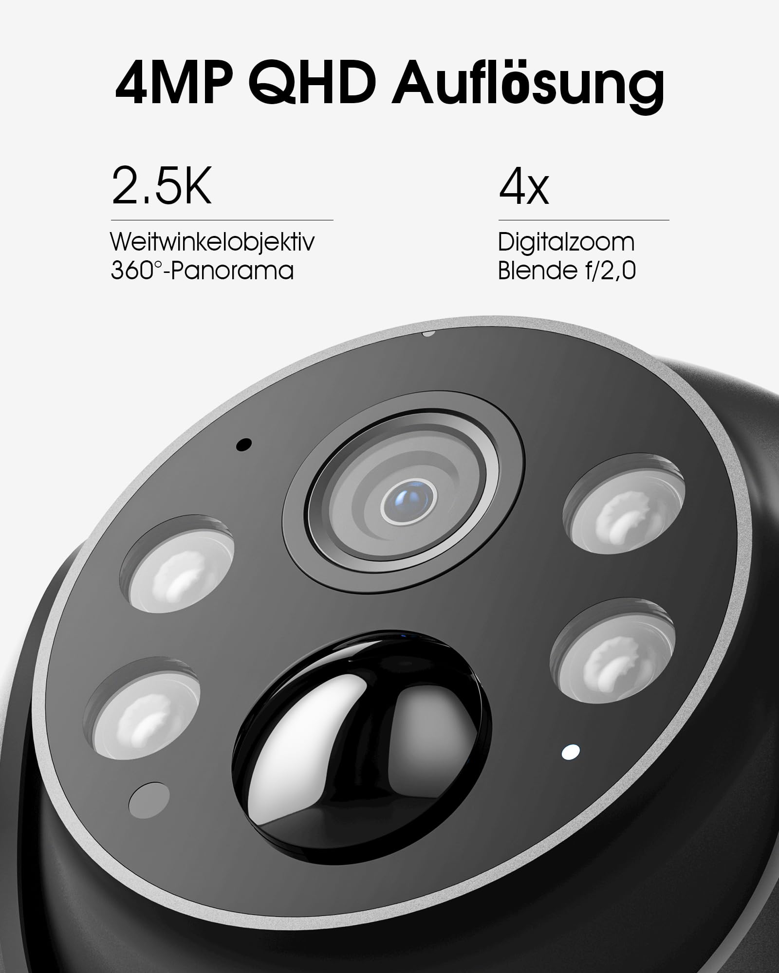 ARCCTV 2,4/5GHz-WLAN Solar Überwachungskamera Aussen 4MP, Grau | Dualband-WLAN, Alarm Bei Personenerkennung, 360°PTZ, Nachtsicht in Vollfarbe, Zwei-Wege-Audio, Wasserdicht, 2PCS