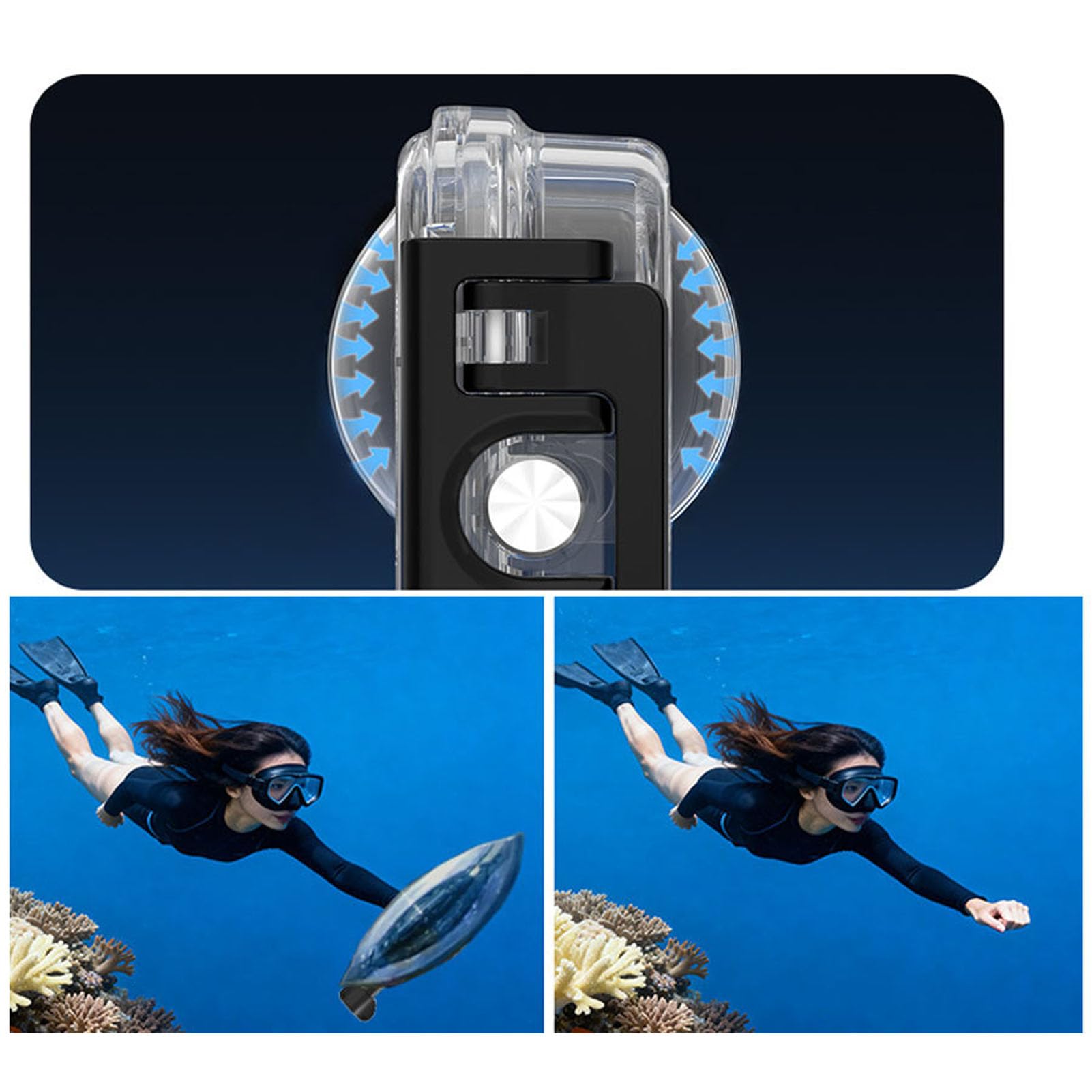 Sxhlseller Custodia Impermeabile per 360 |Custodia per Immersione da 45 M con Lente Rivestita AR, Guscio in PC Antiurto per Snorkeling, Surf e Vlogging Subacqueo