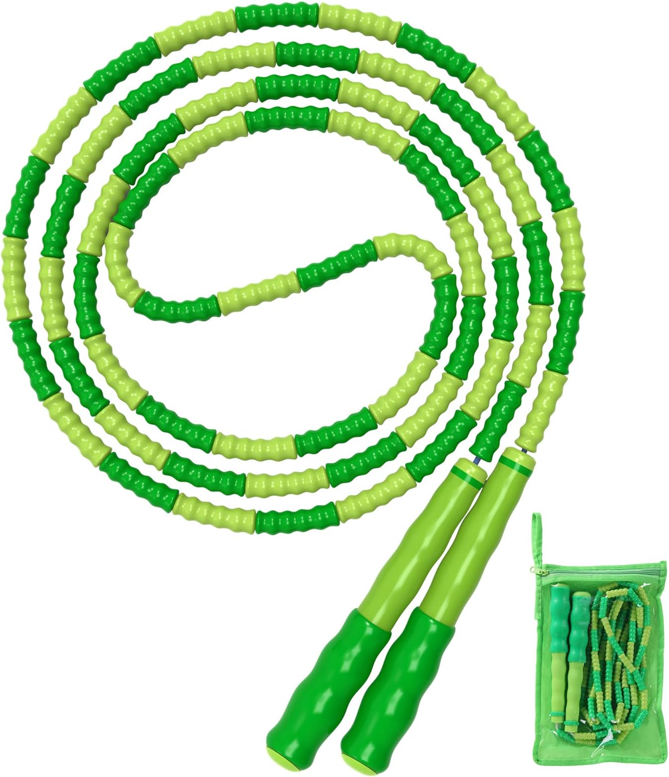 Leeboom 縄跳び 長さ調節可能 絡まない セグメント化されたソフトビーズ縄跳び フィットネス縄跳び 子供/男性/女性向け 減量9.2フィート