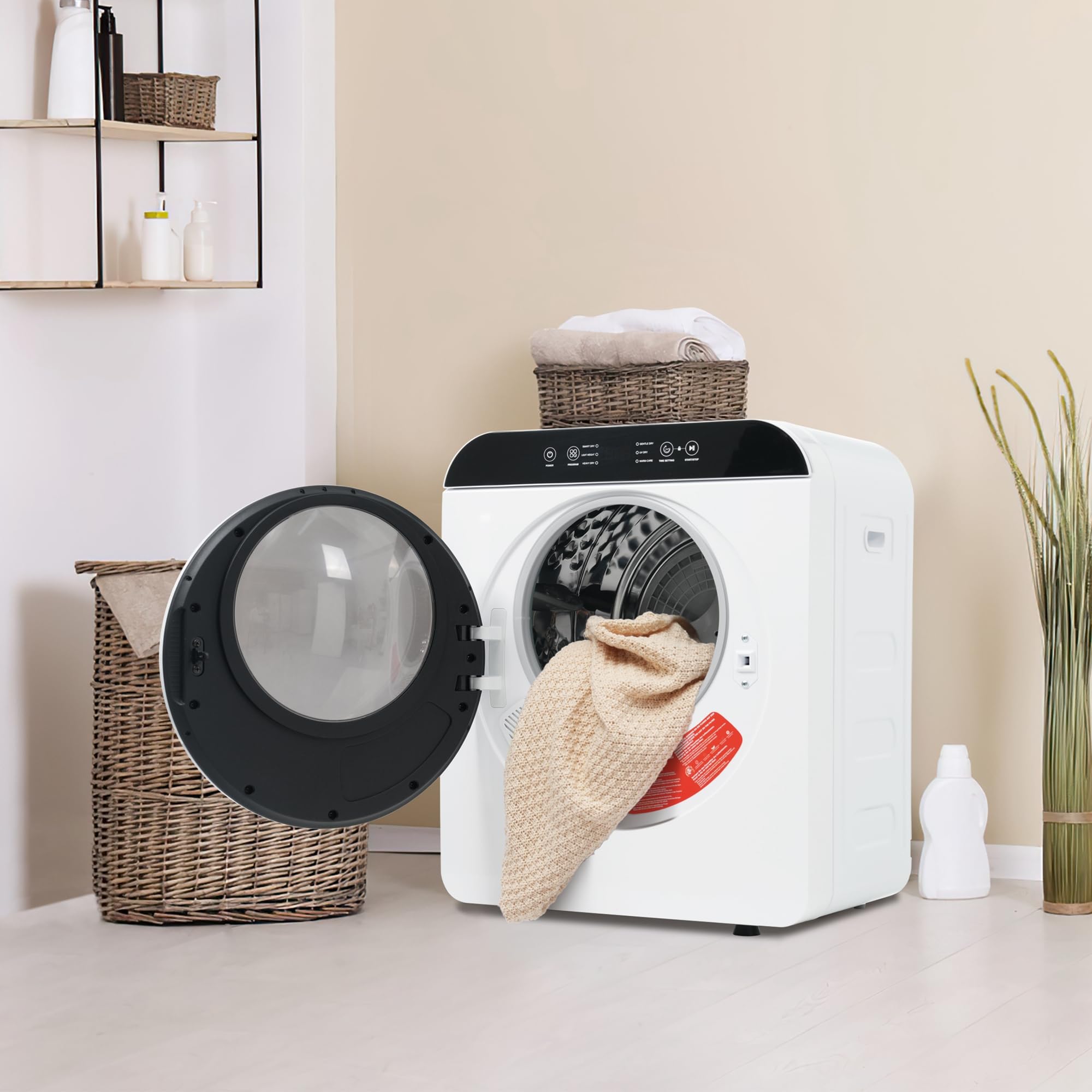 Merax Mini Wäschetrockner 3 kg (bis 4,5 kg) – Abgastrockner mit 6 Programmen, UV- & Hochtemperatur-Sterilisation, Timer 10–180 Min, Kindersicherung, Überhitzungsschutz, Wandmontage, 830 W