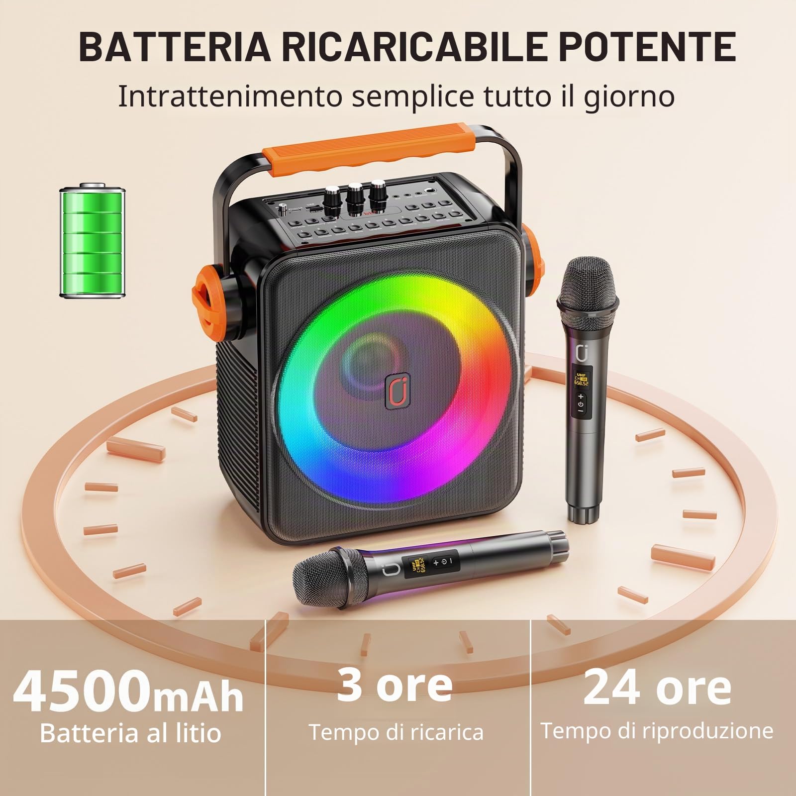 JYX Karaoke con 2 Microfono Wireless per Adulti, 120W Altoparlante Karaoke Portatile Bluetooth 5.3, Sistema PA con Regolazione Eco, Supporta TWS/TF Card/USB/AUX/Live, Canta Tu Karaoke 2026