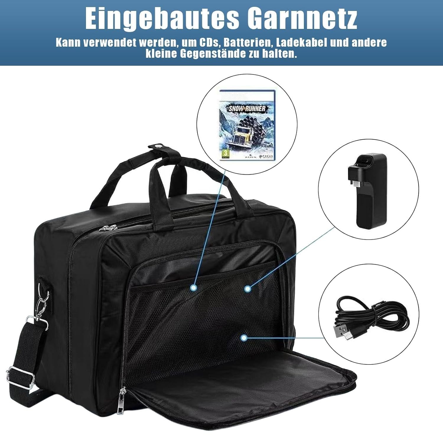 Kottwca Tasche Kompatibel mit Disk/Digital Edition, Spielconsole, Reisetasche für Konsole Controller, Spiel-Discs, Gaming Headset und anderes Zubehör-Schwarz