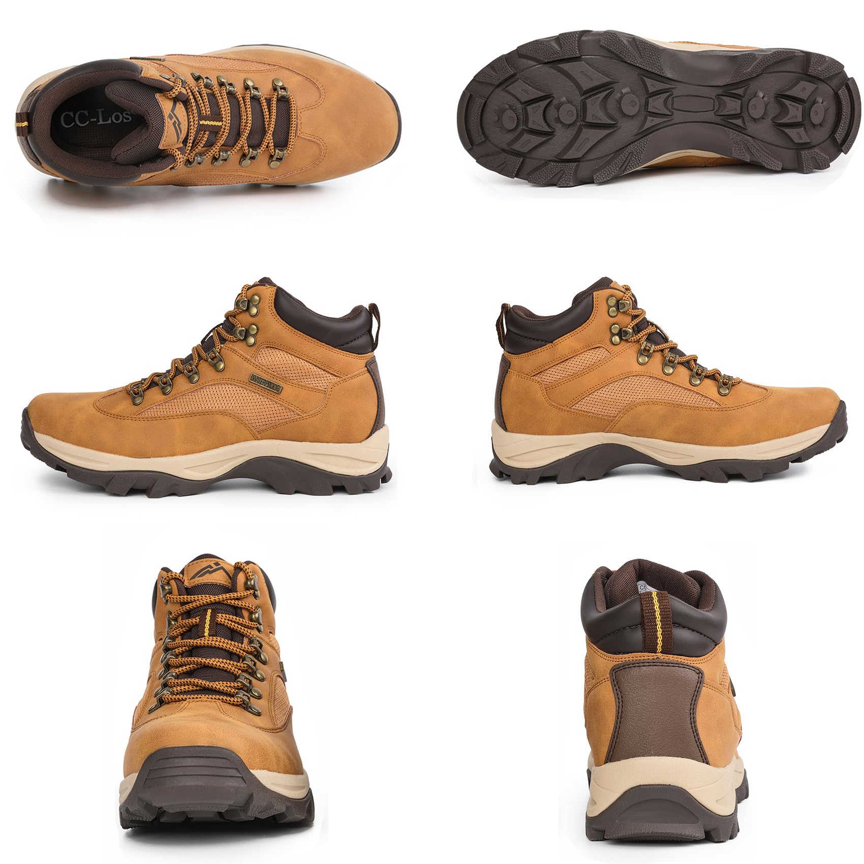 CC-Los Bottes de randonnée homme imperméables antidérapantes EU40-48 | Semelle caoutchouc antidérapante, tige respirante, imperméable et robuste, randonnée montagne tous terrains