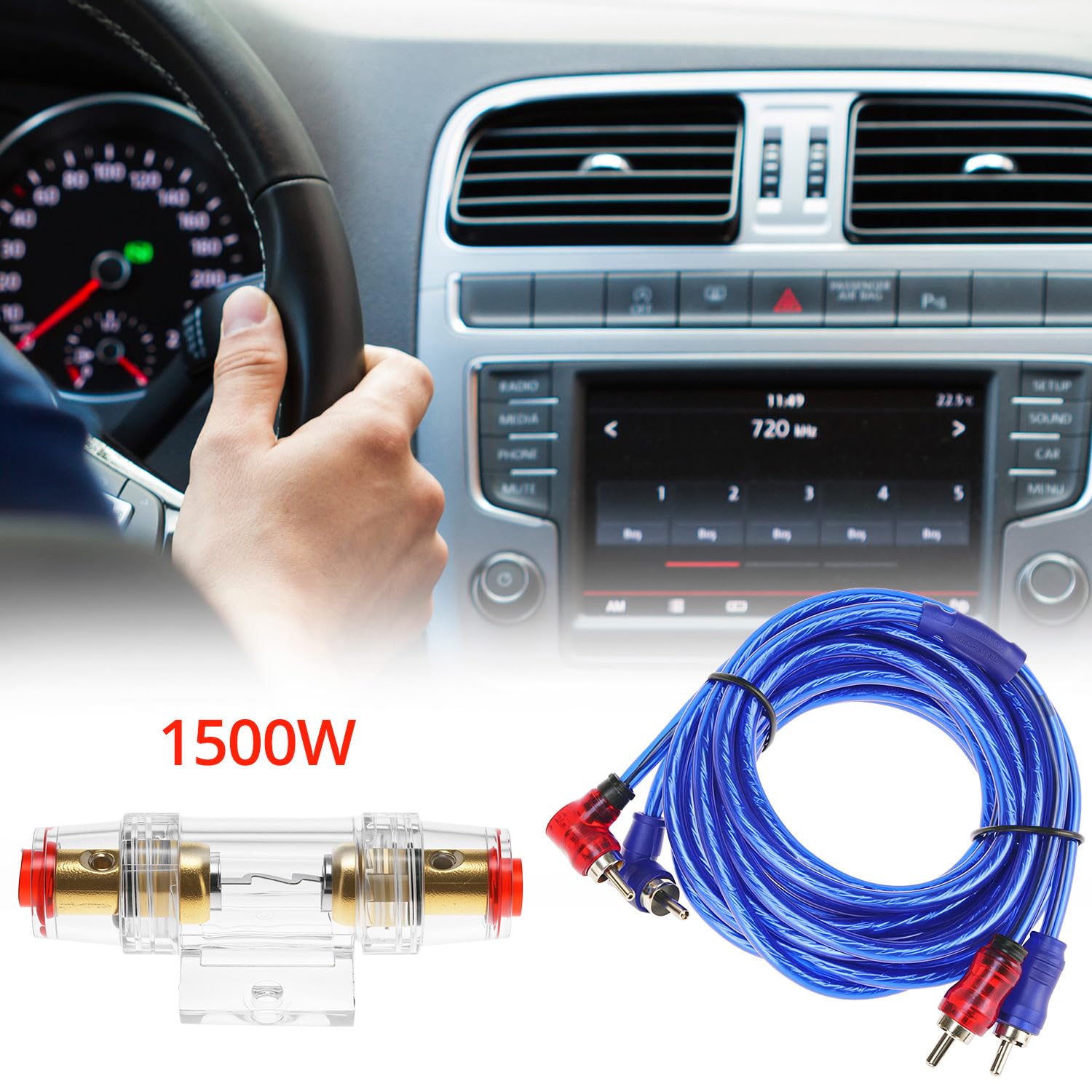 QWORK Zestaw kabli do wzmacniacza samochodowego, 10GA 600 W, 4,5 m, subwoofer, zestaw przyłączeniowy kabla, do Car Audio